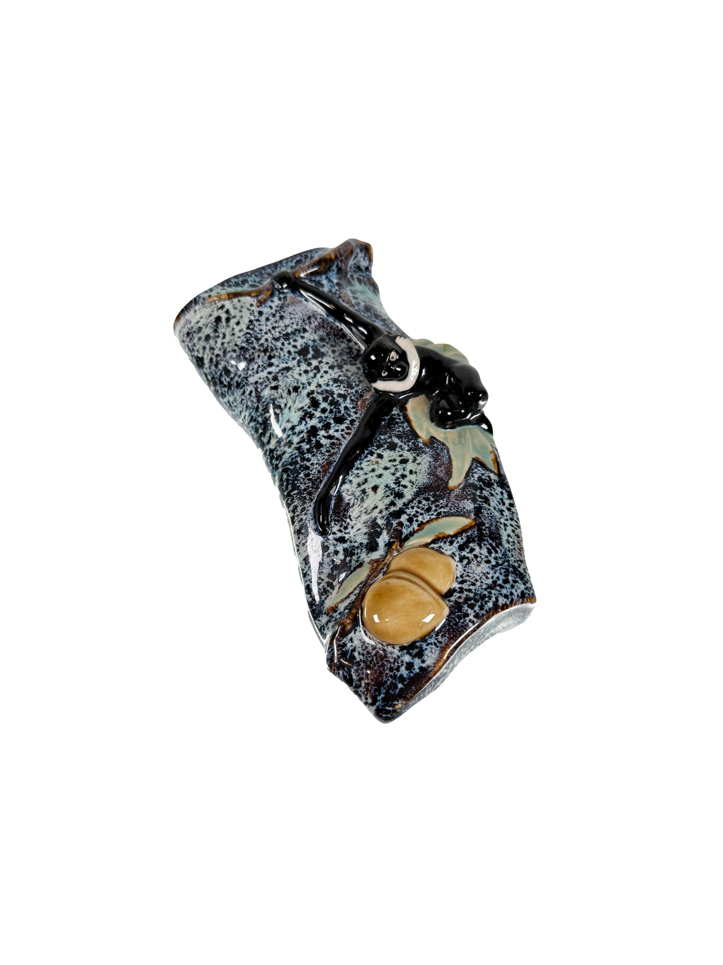 Vintage Pottery - Spider Monkey & Peaches - Wall Pocket - Mid Century