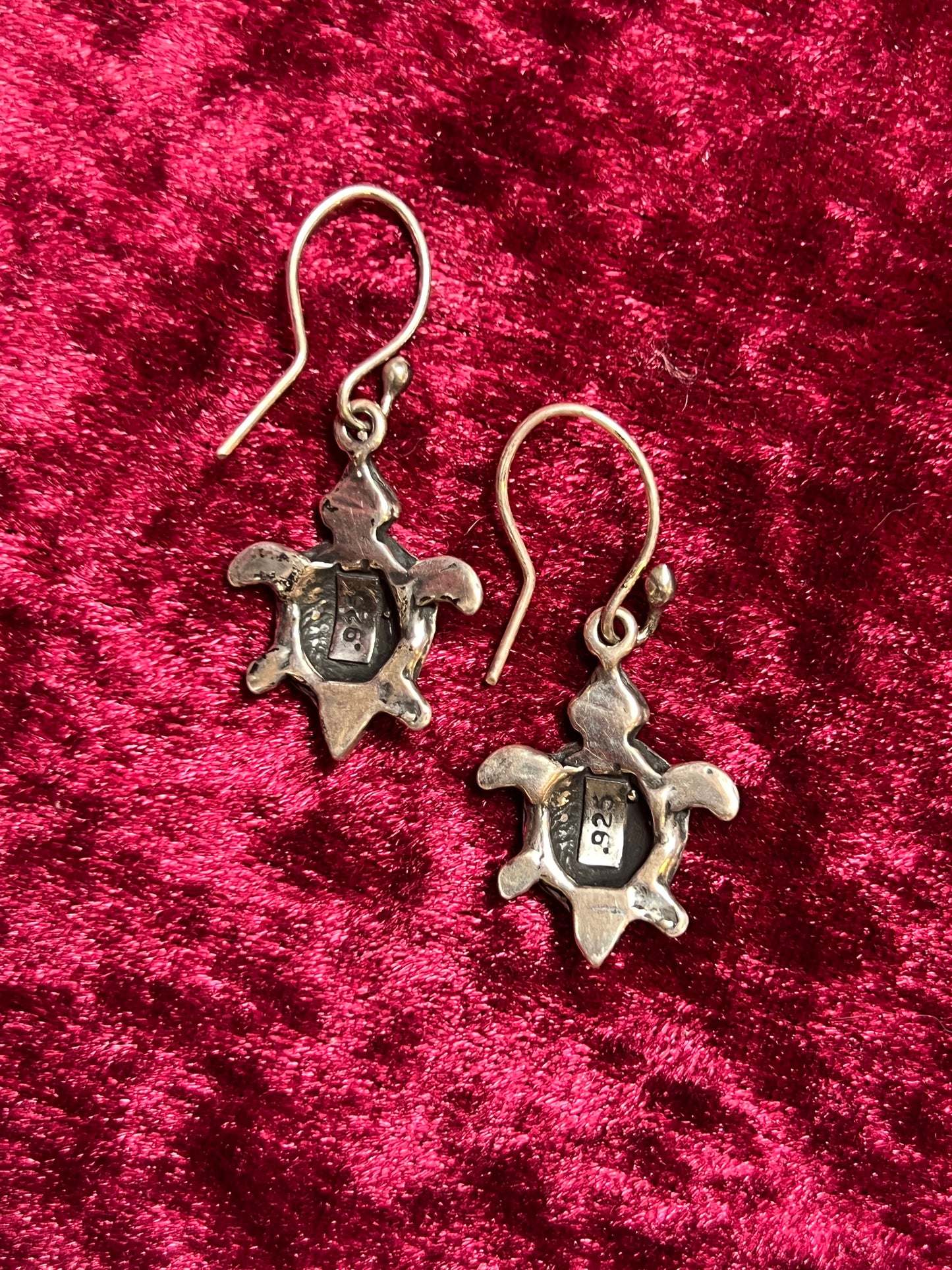 Vintage Jewelry - Drop Earrings - 925 Sterling Silver - Turtles