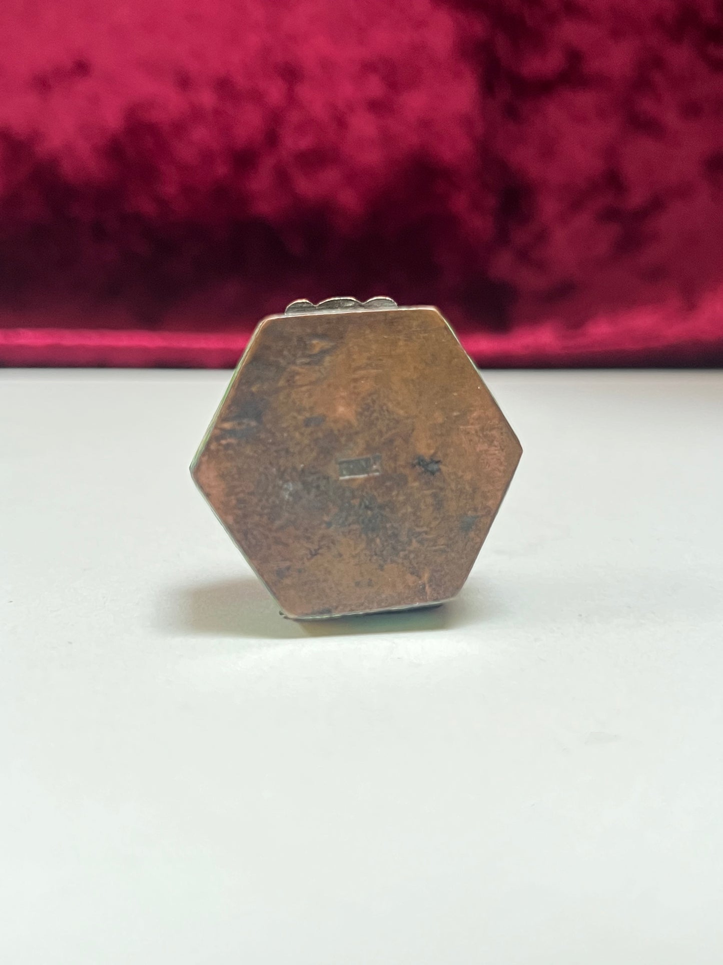 Vintage Trinket Box - Copper Cloisonne Enamel Pill Box - Bright Green Floral Design - Made in China