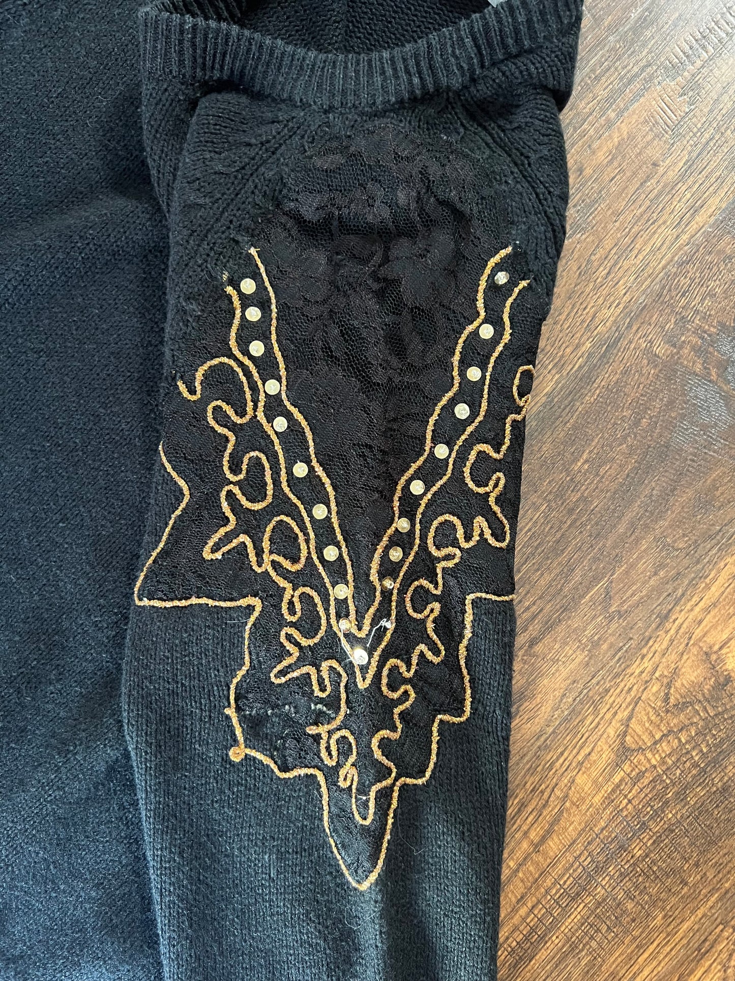 Vintage Clothing - Embellished Knit Sweater - Black - Medium - Crystal Sportswear