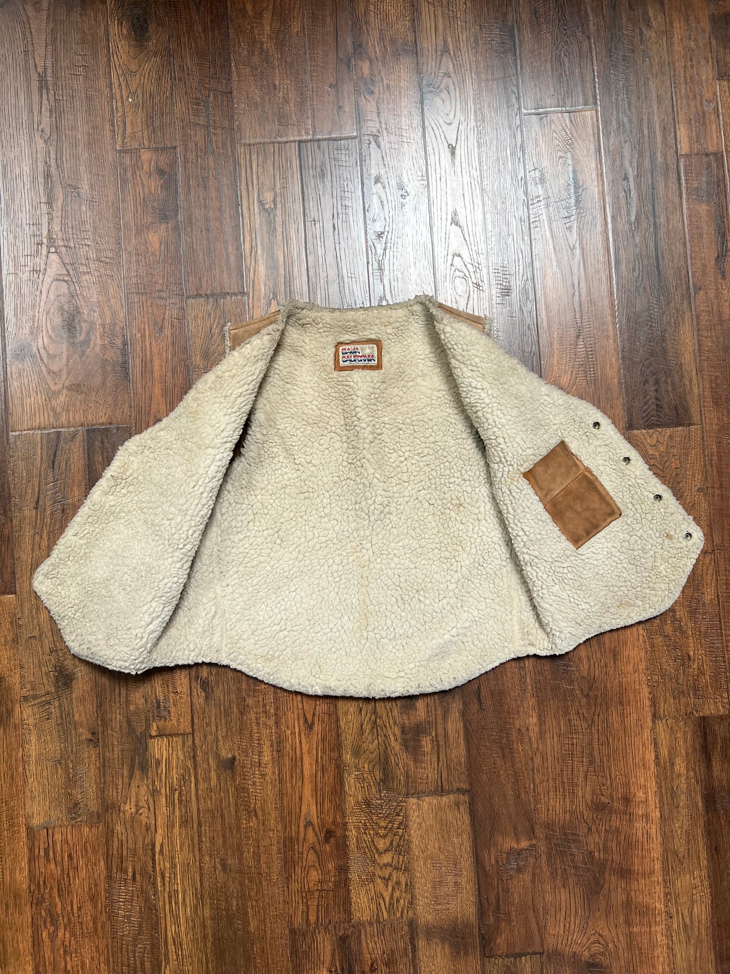 Vintage Clothing - Suede Sherpa Lined Vest - Tan - Baja California - Medium