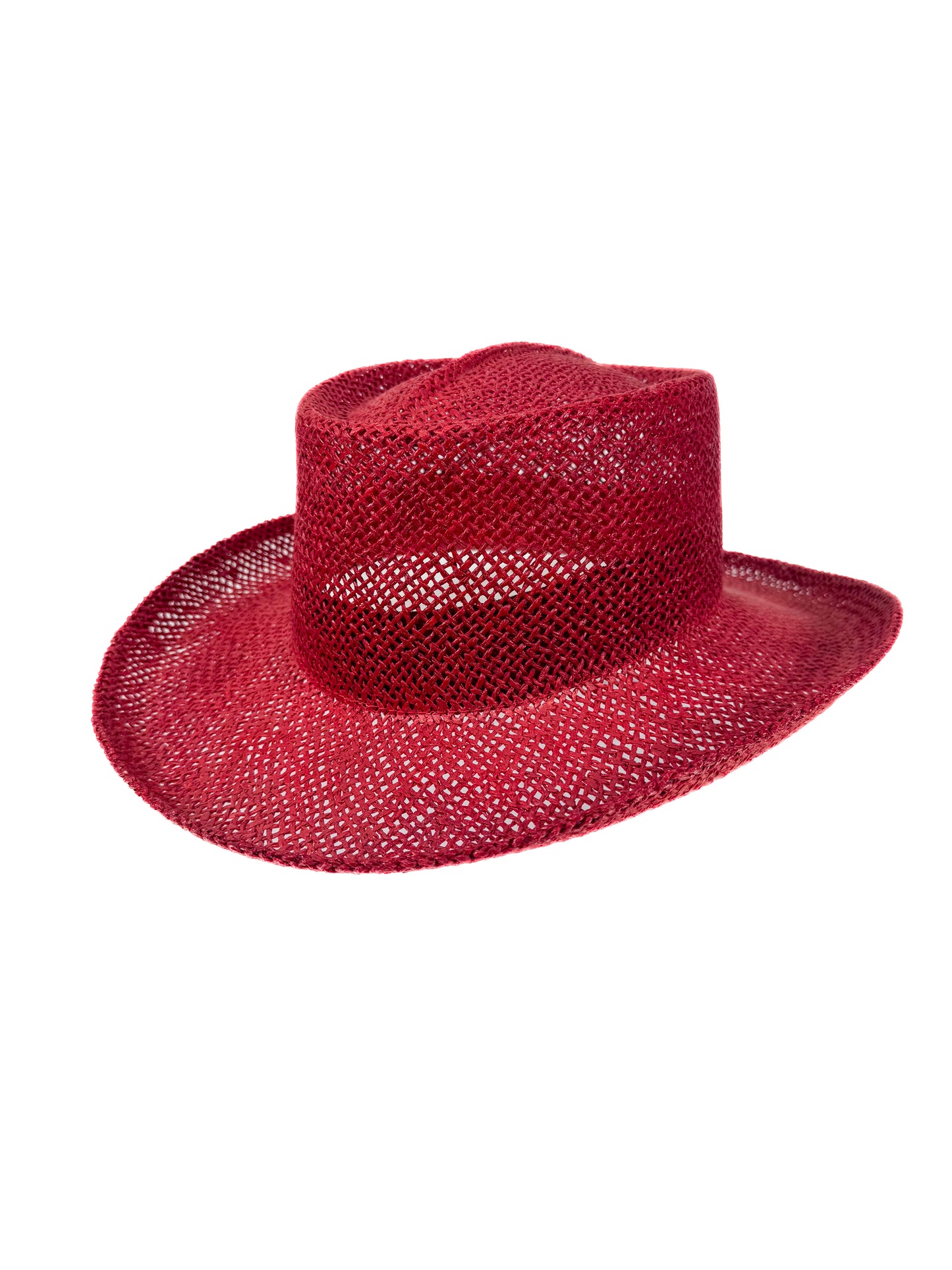 Vintage Hat - Red Straw Cowboy Hat