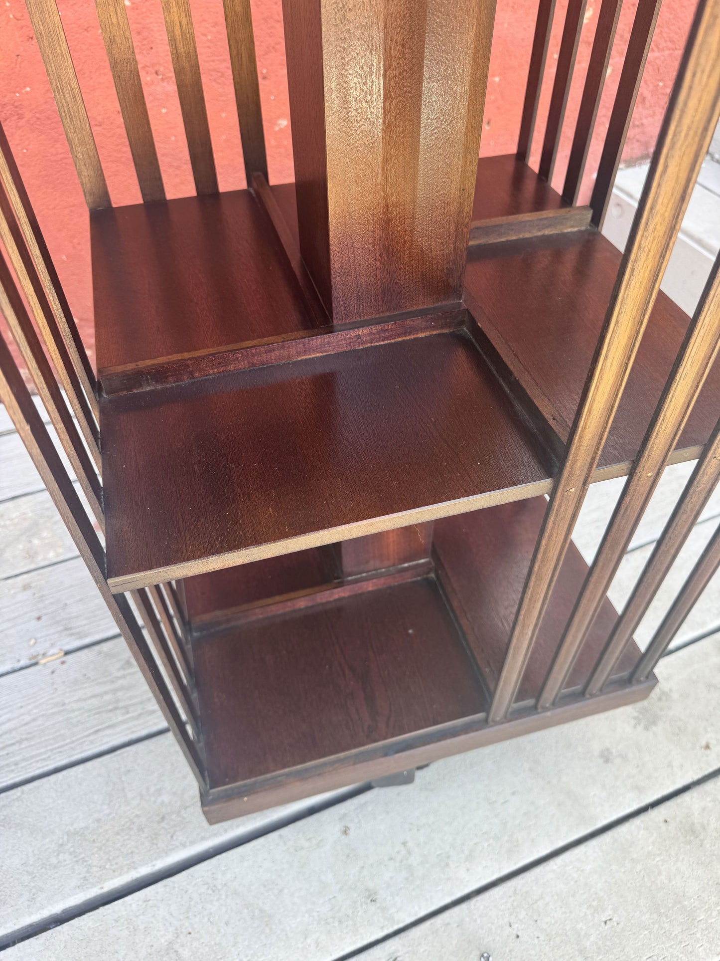 Antique Edwardian Whirling Barrister Bookcase with Inlay
