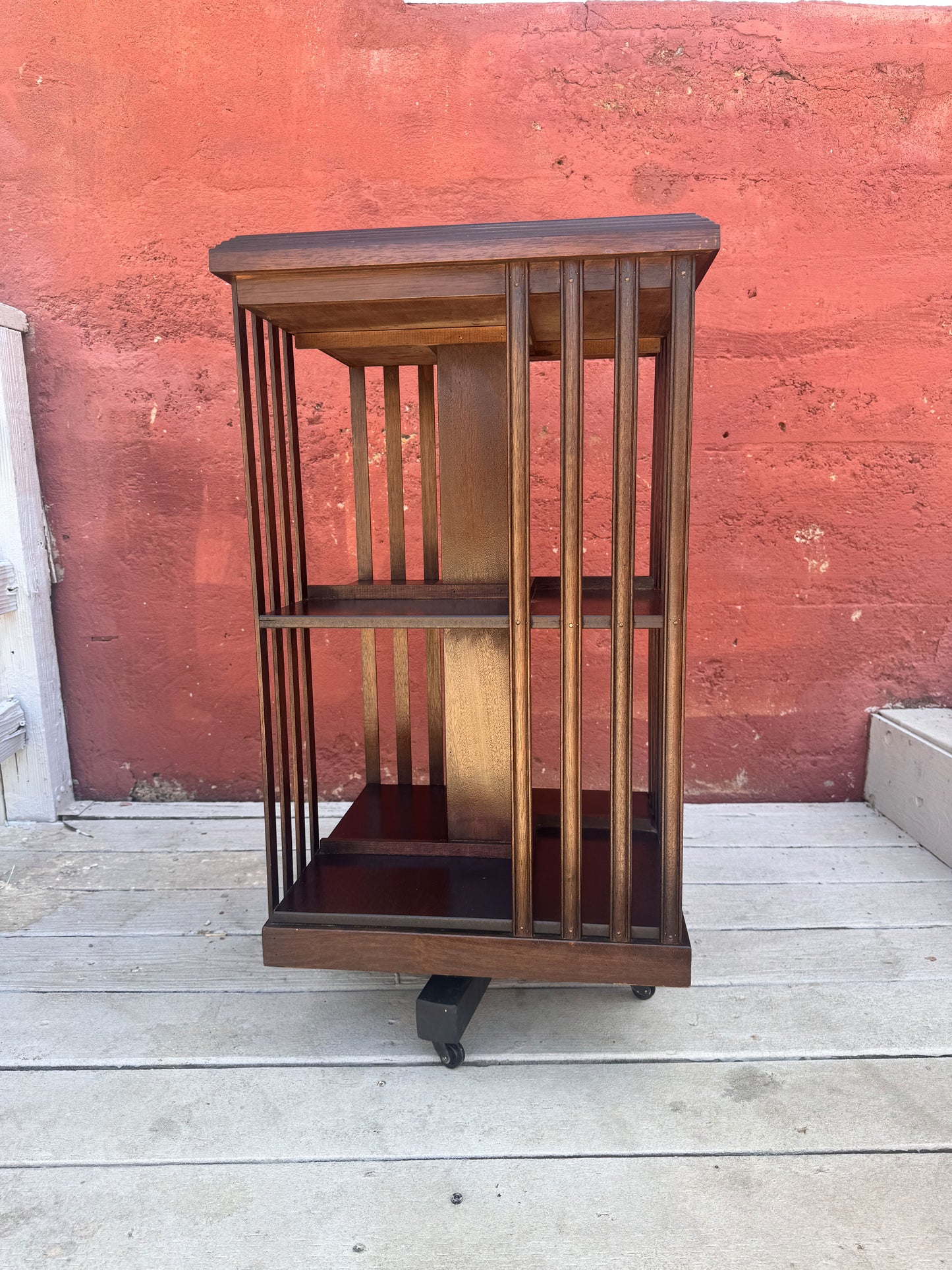 Antique Edwardian Whirling Barrister Bookcase with Inlay