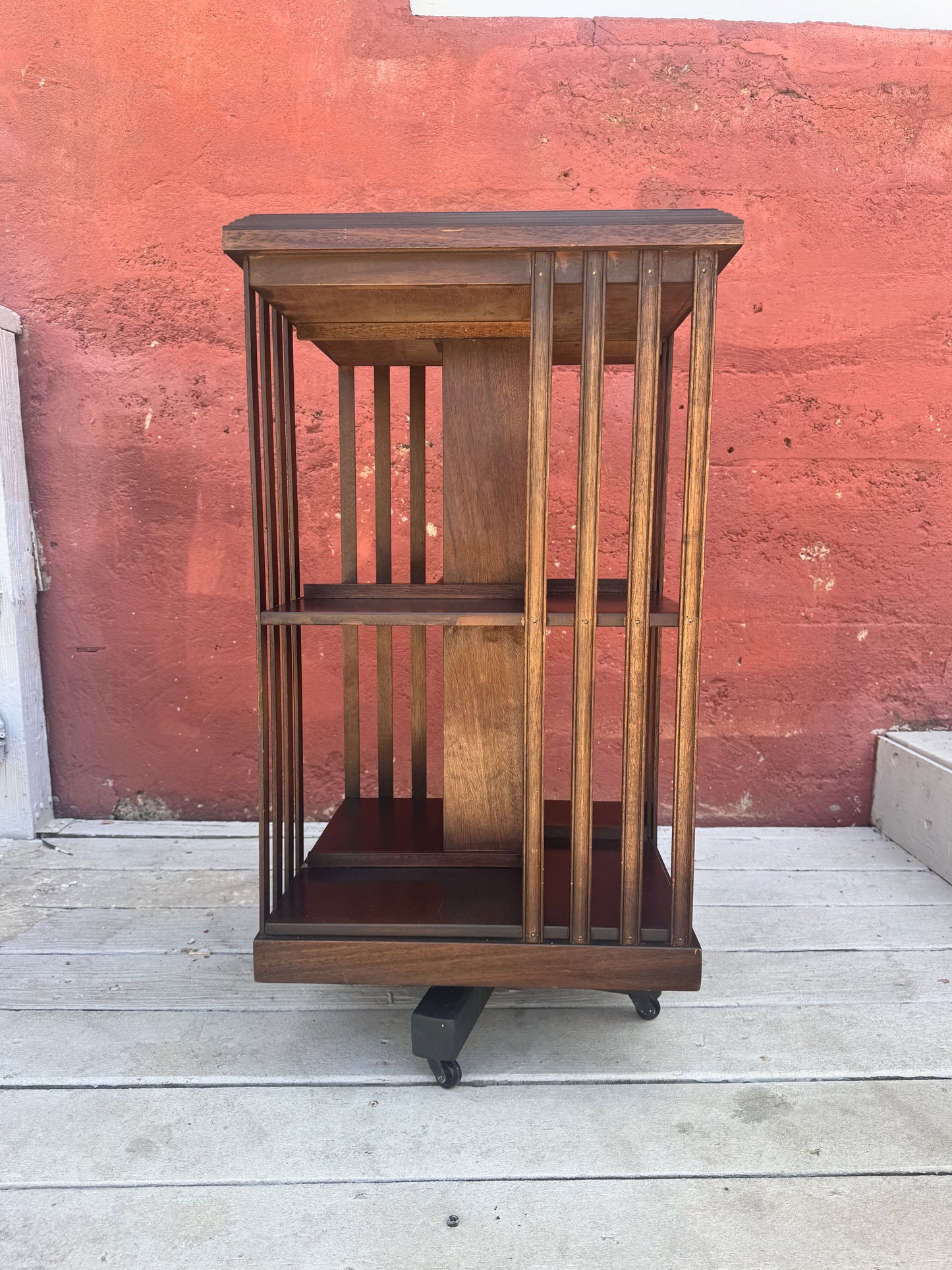 Antique Edwardian Whirling Barrister Bookcase with Inlay