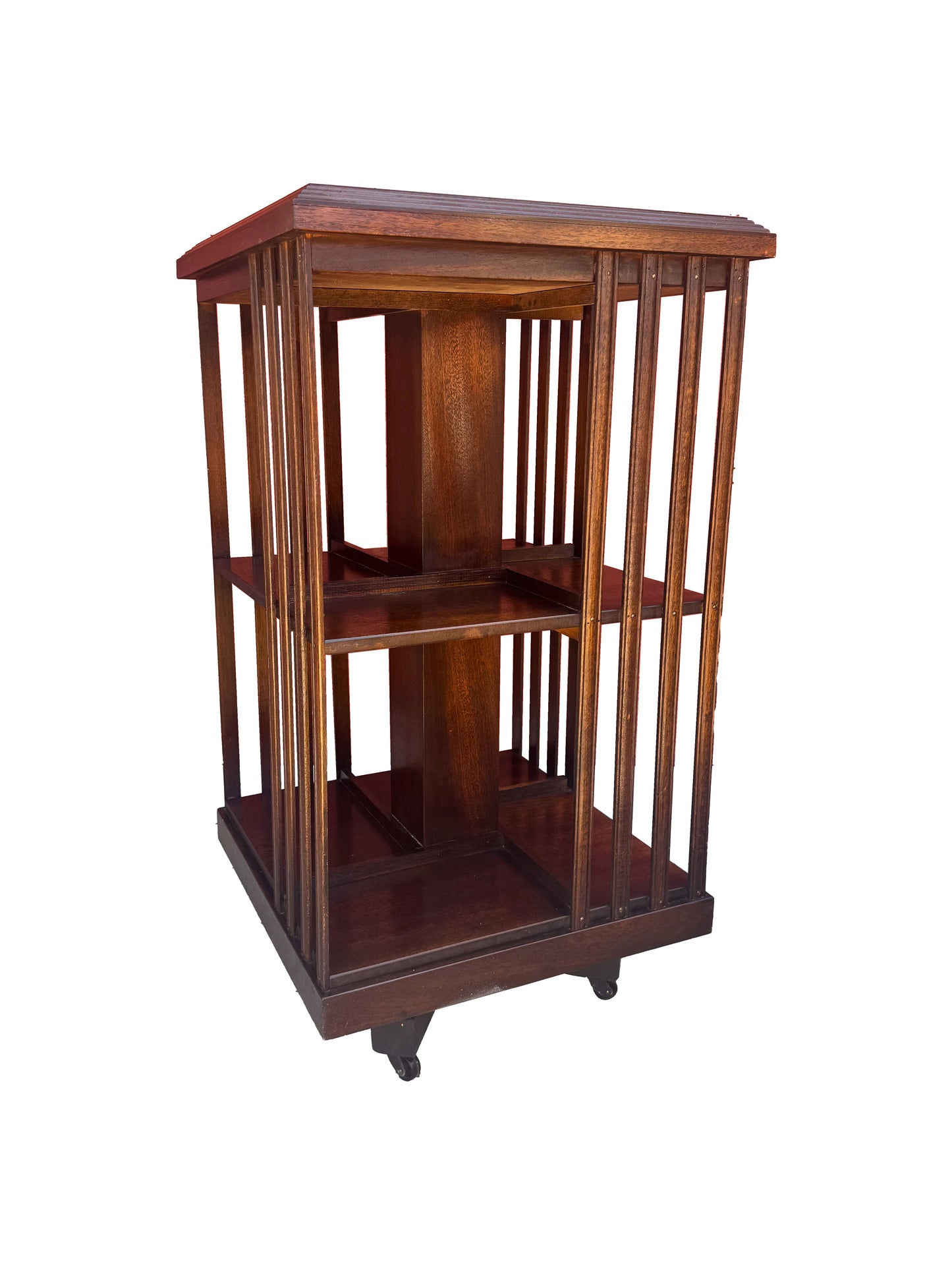 Antique Edwardian Whirling Barrister Bookcase with Inlay