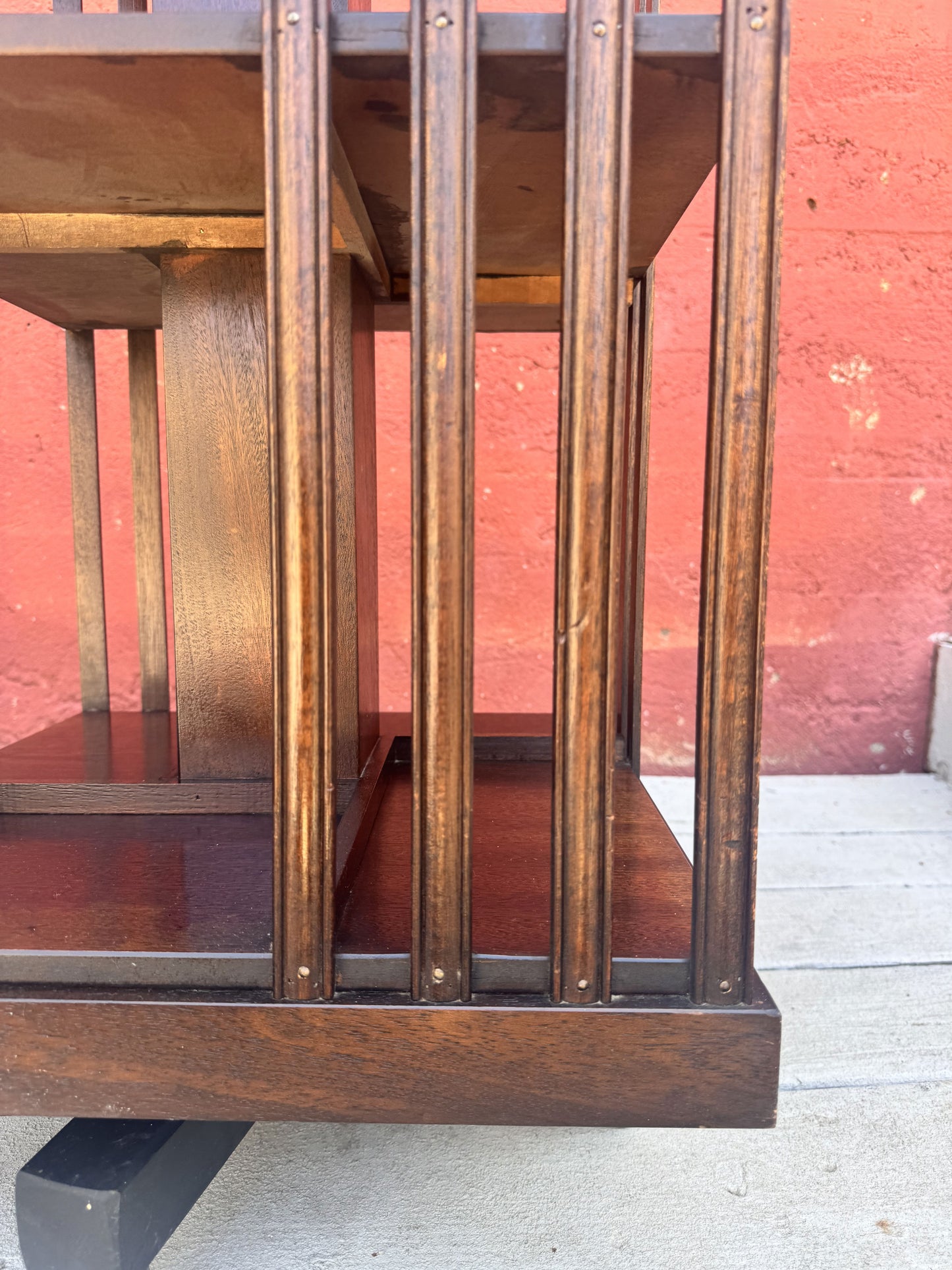 Antique Edwardian Whirling Barrister Bookcase with Inlay