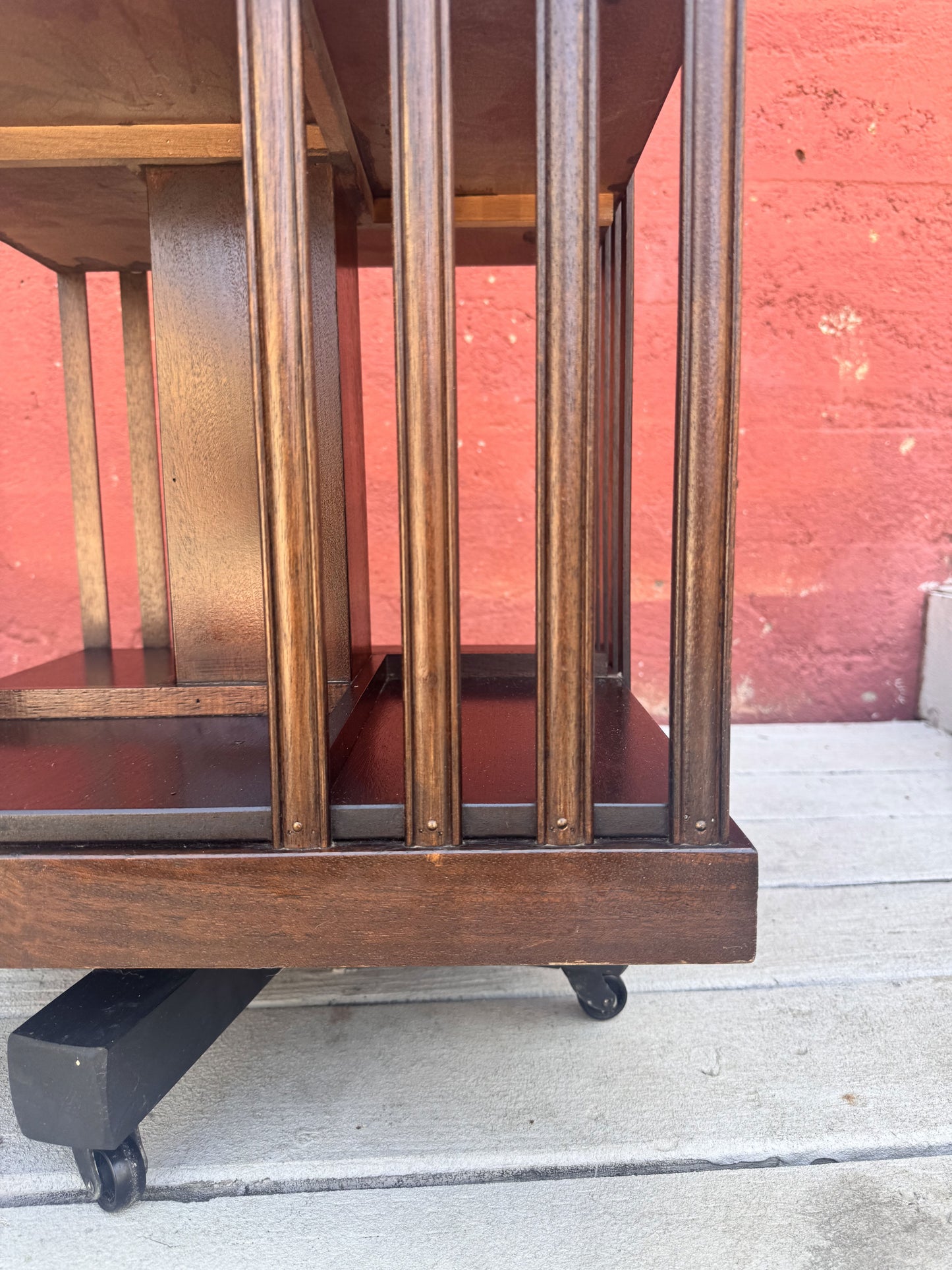 Antique Edwardian Whirling Barrister Bookcase with Inlay
