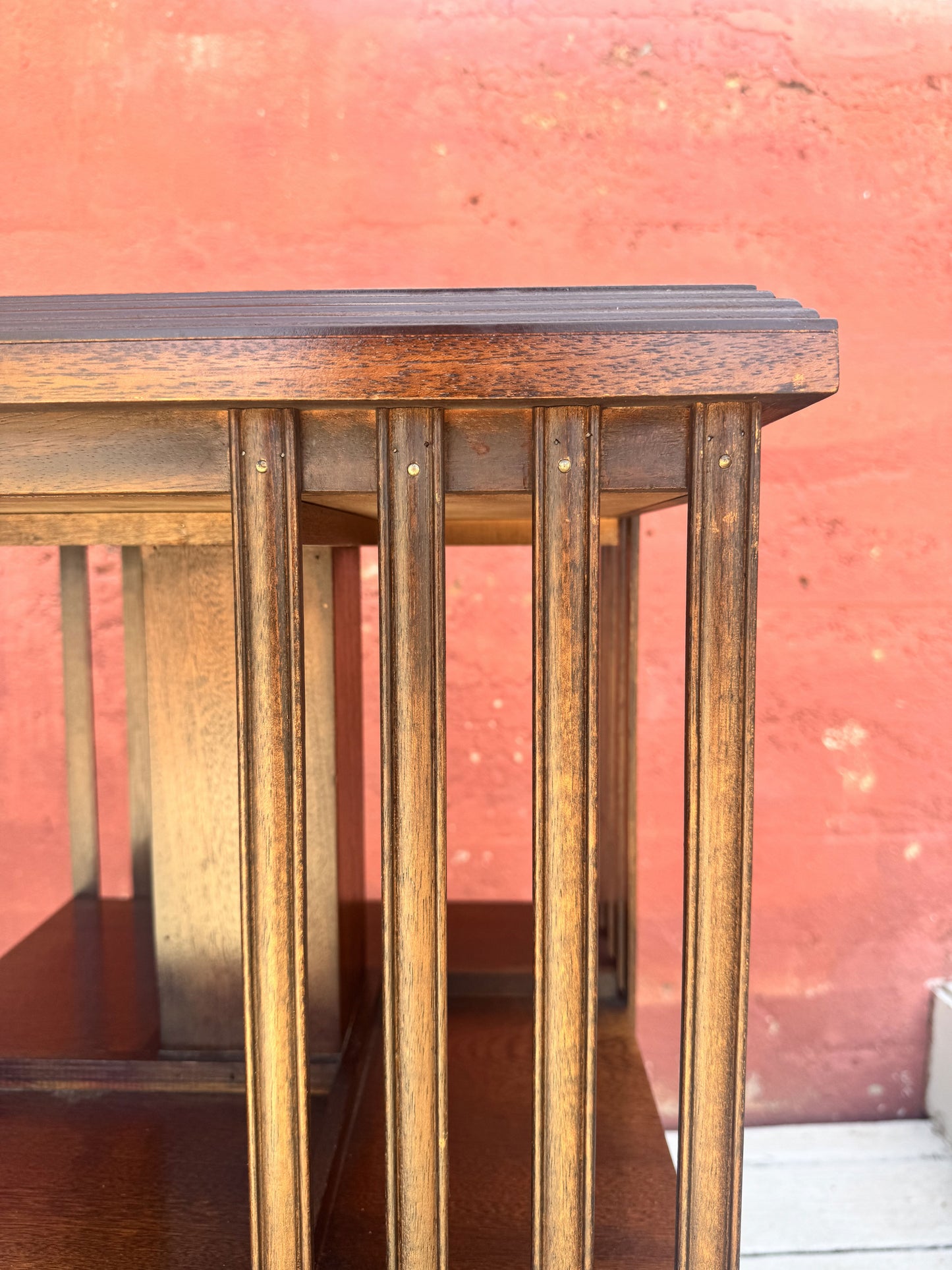 Antique Edwardian Whirling Barrister Bookcase with Inlay