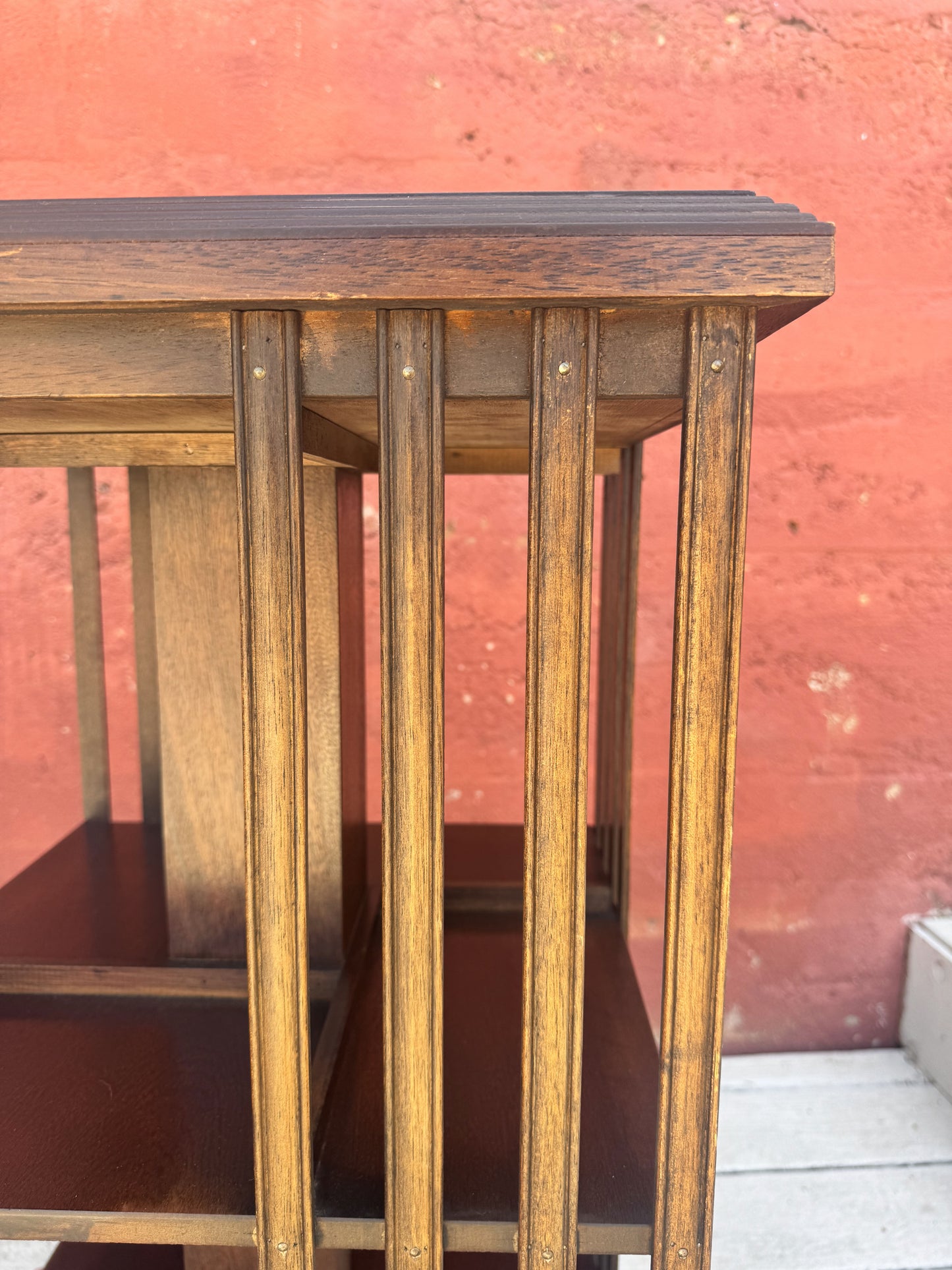 Antique Edwardian Whirling Barrister Bookcase with Inlay