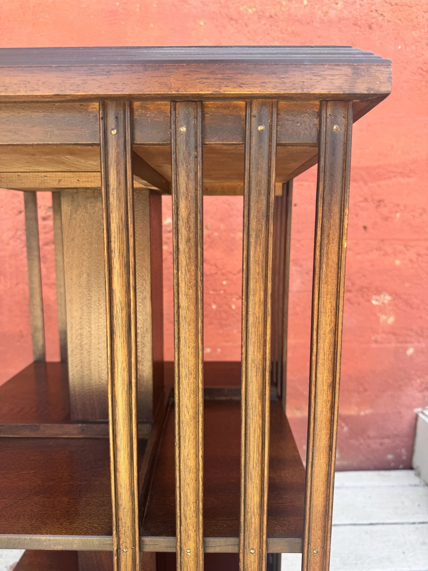 Antique Edwardian Whirling Barrister Bookcase with Inlay
