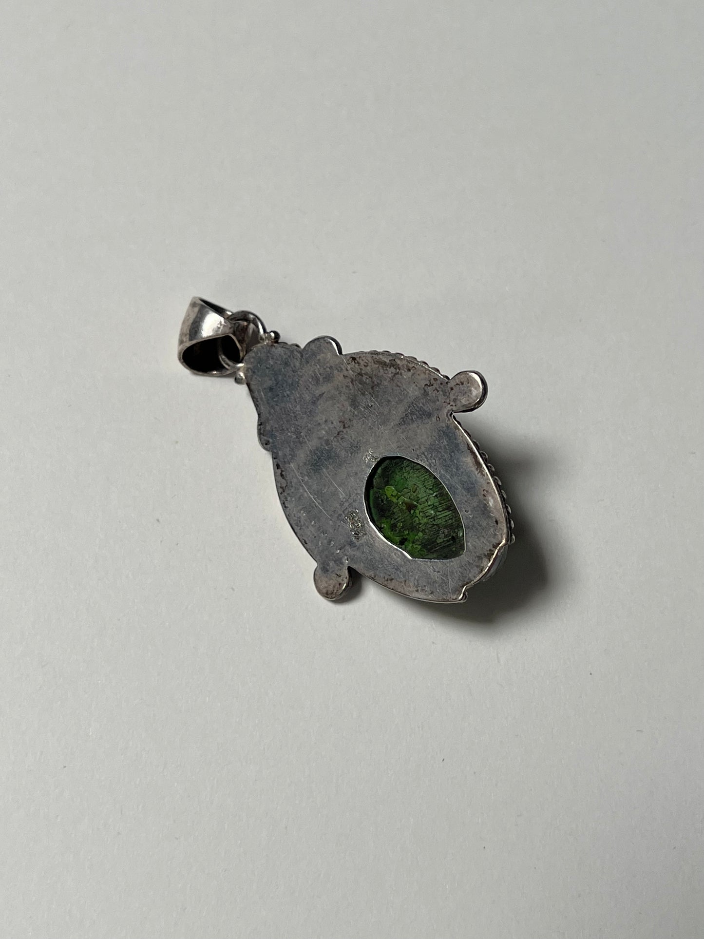 Vintage Jewelry - 925 Sterling Silver Pendant - Carved Moon Face Goddess