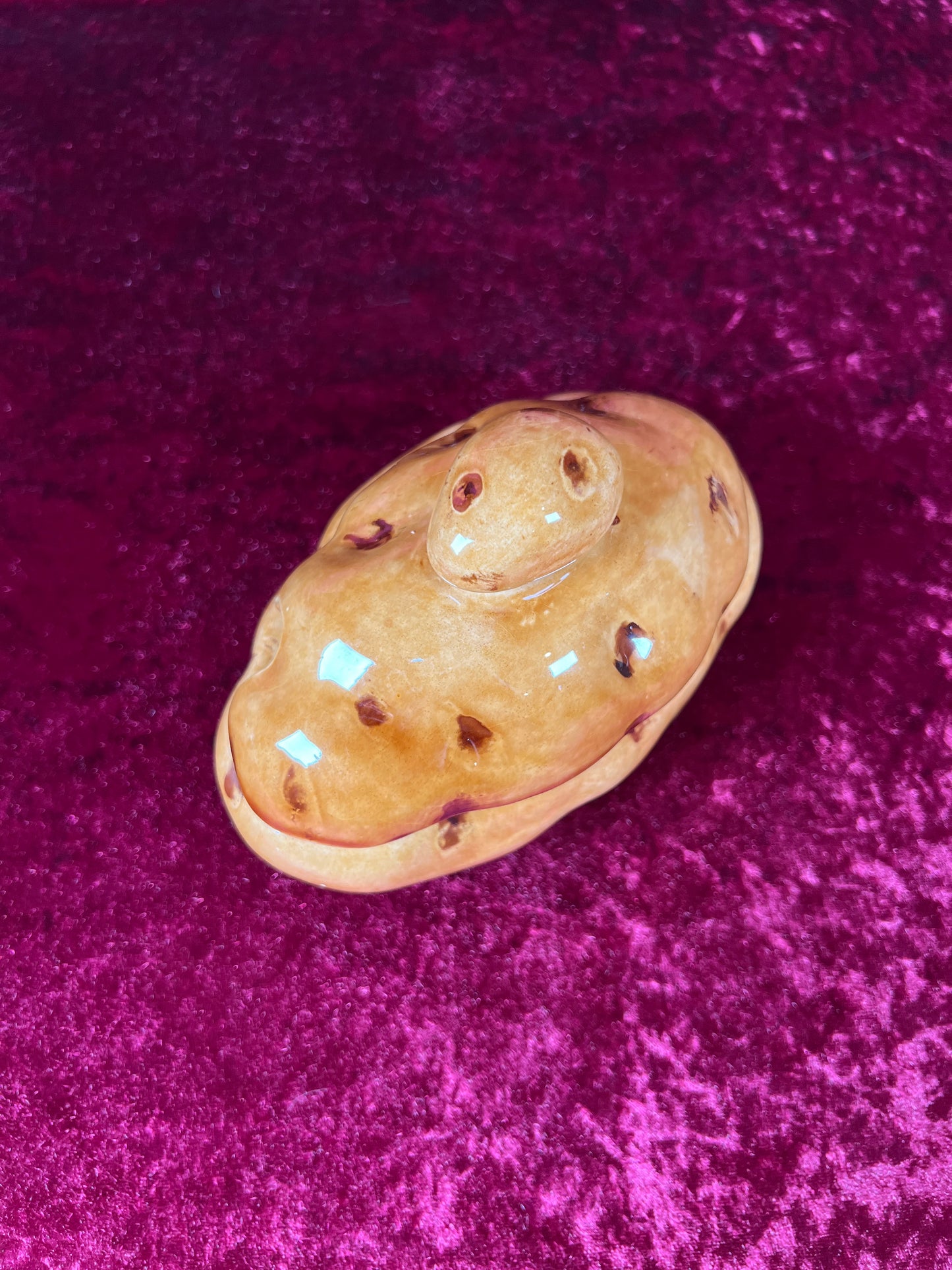 Vintage Kitchen - Ceramic Lidded Sour Cream Boat - Potato - 1984