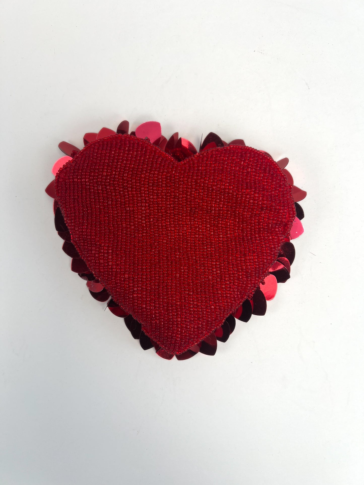 Vintage Wallet - Heart-Shaped Beaded Coin Purse - Red - Zipper Closure - Neiman Marcus