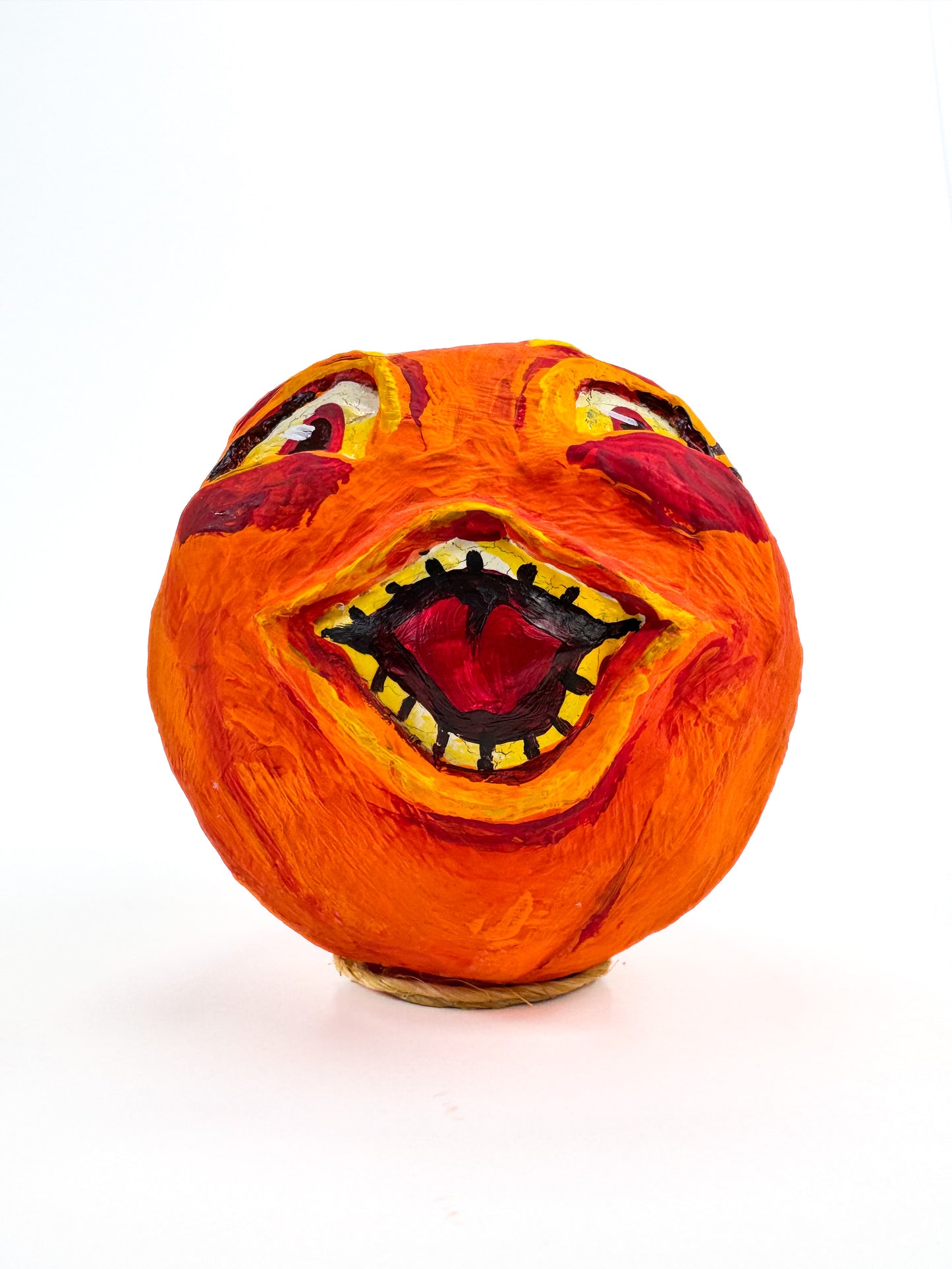 Vintage Inspired Handmade Paper Mache Lantern - Surprised Jack-o-Lantern