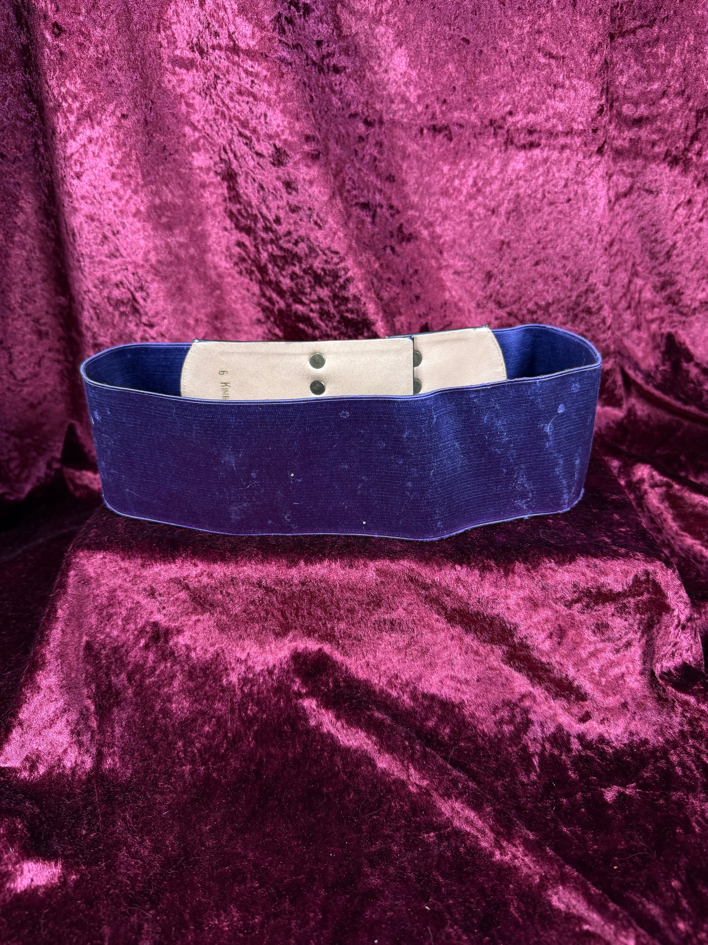 Vintage Accessories - Wide Band Stretch Waist Belt - Royal Purple with Front Hook Closure - Small / Medium