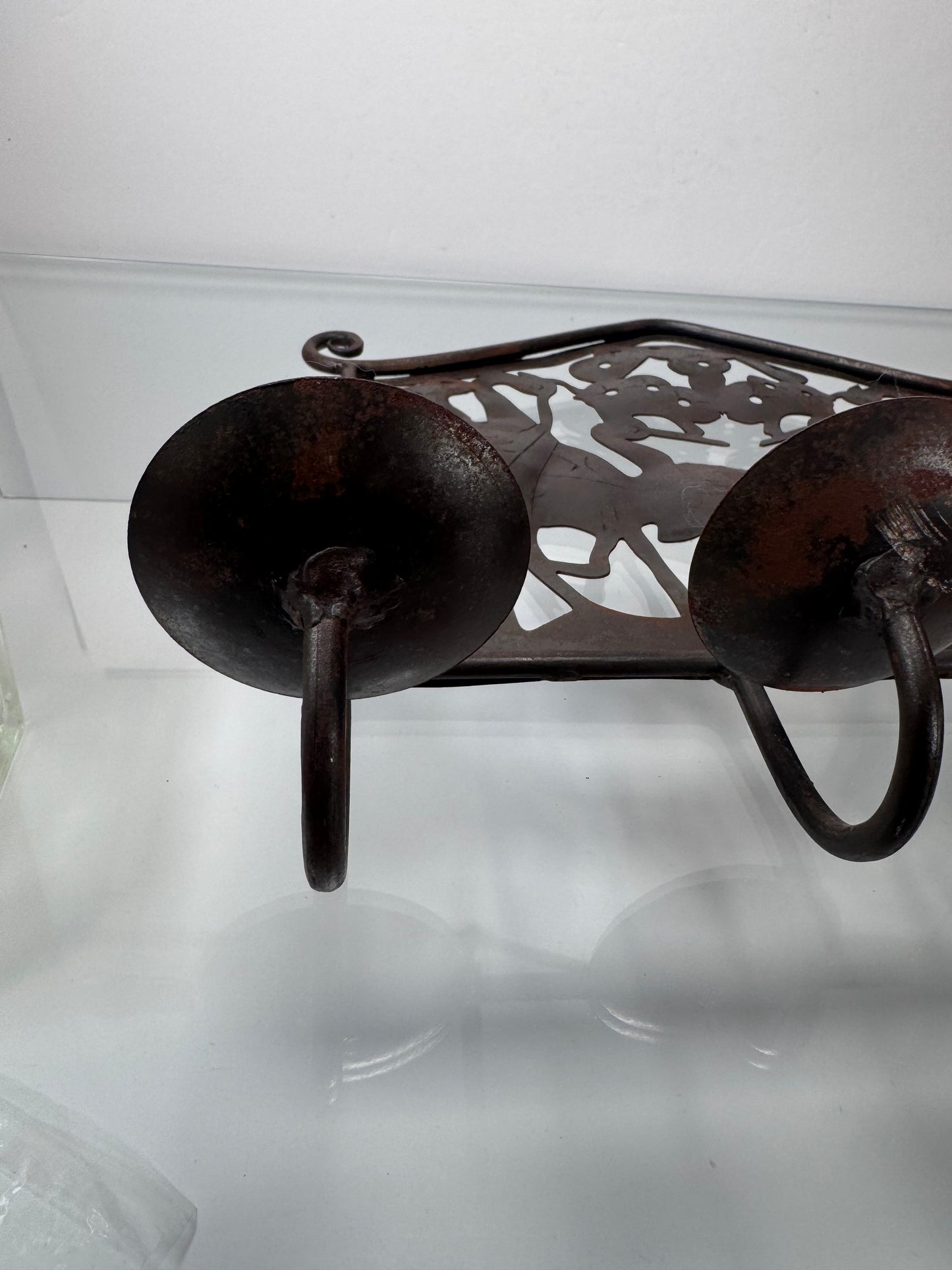 Vintage Decor - Brass Candlestick Sconce - Birds