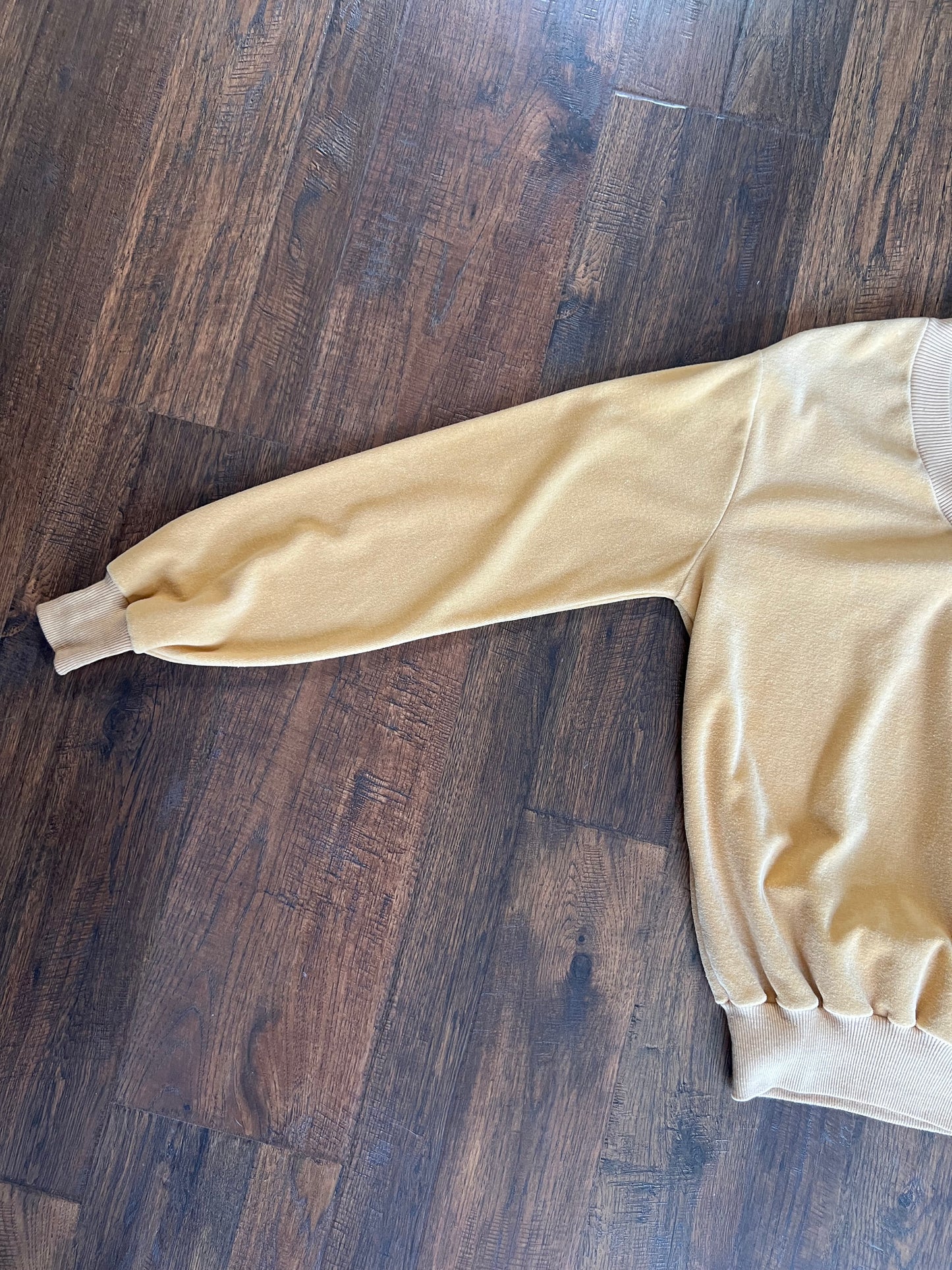 Vintage Clothing - V-Neck Velour Sweater - Mustard Yellow - Large - Regency