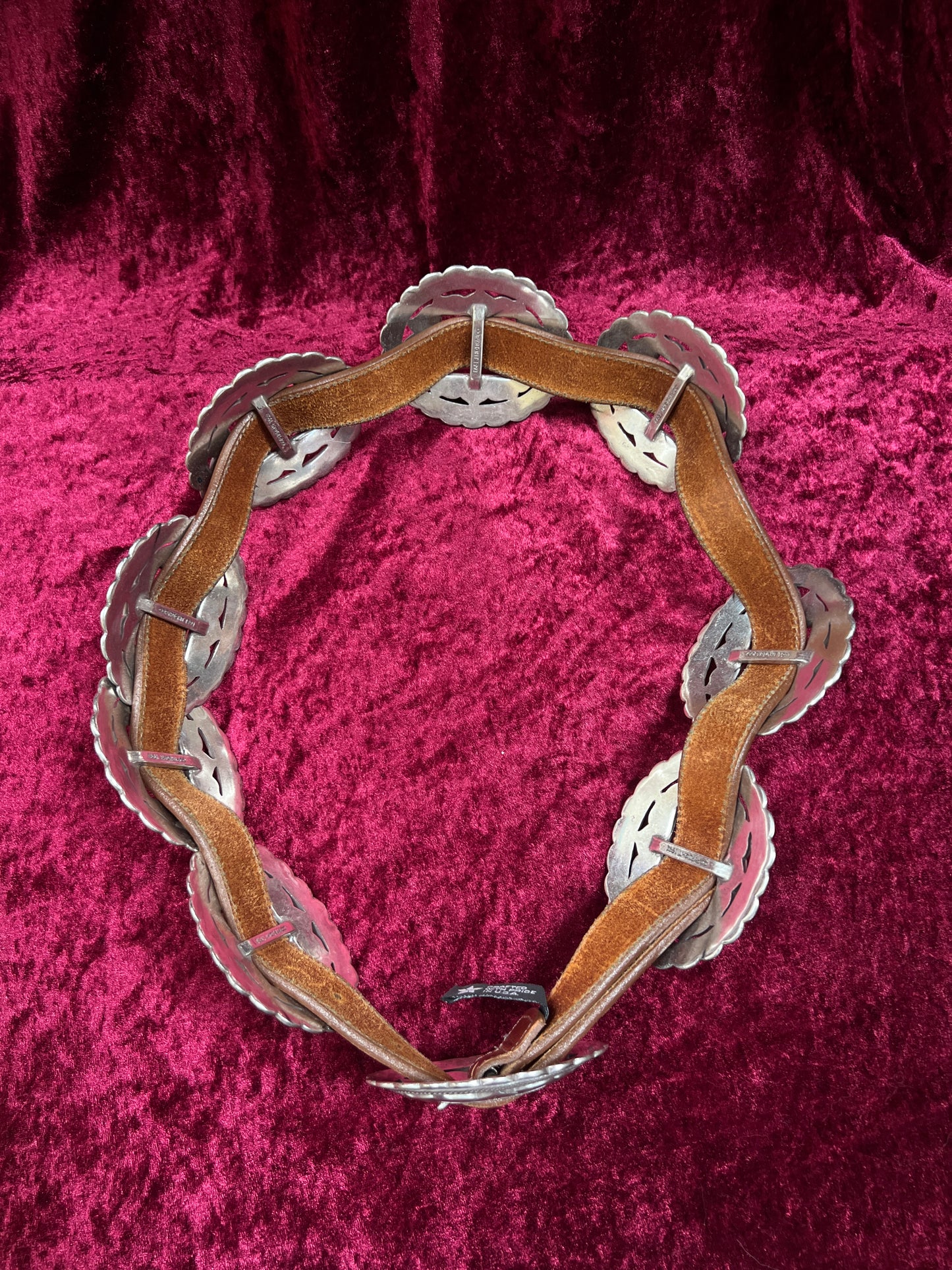 Vintage Brighton Leather Concho Belt - Silver Sunflower Western Belt USA Made - 29.5-33.5"