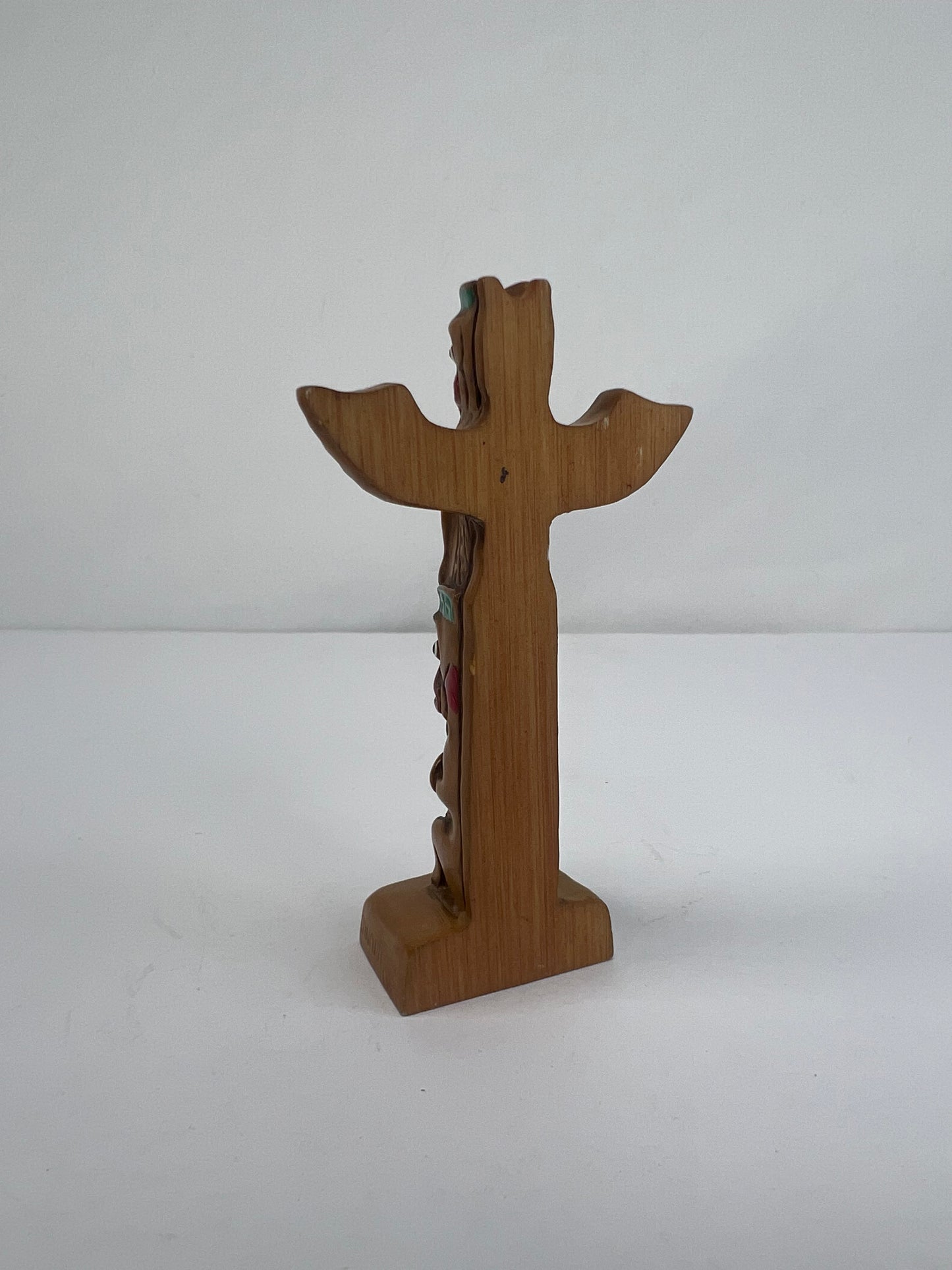 Vintage Souvenir - Thunderbird Totem Pole Figurine - Resin and Wood - 3 7/8"