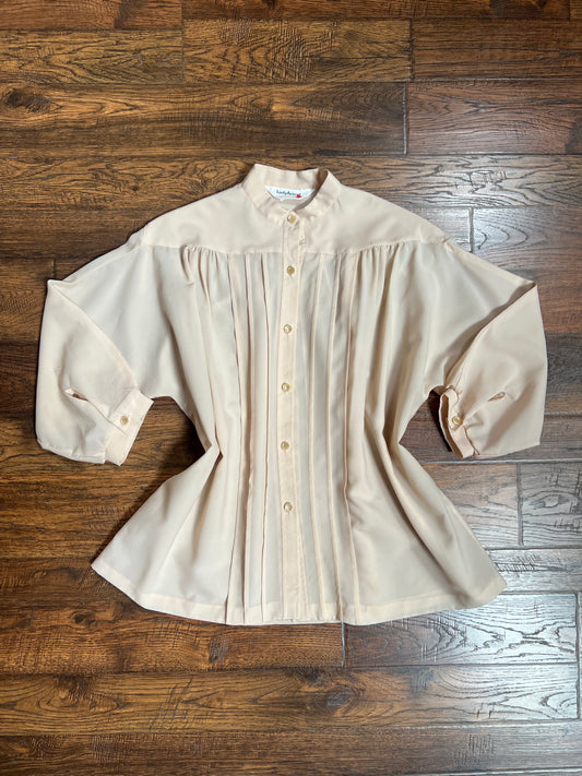 Vintage Clothing - Semi-Sheer Blouse - Pleated Front - Soft Pink - X-Large - Lady Arrow