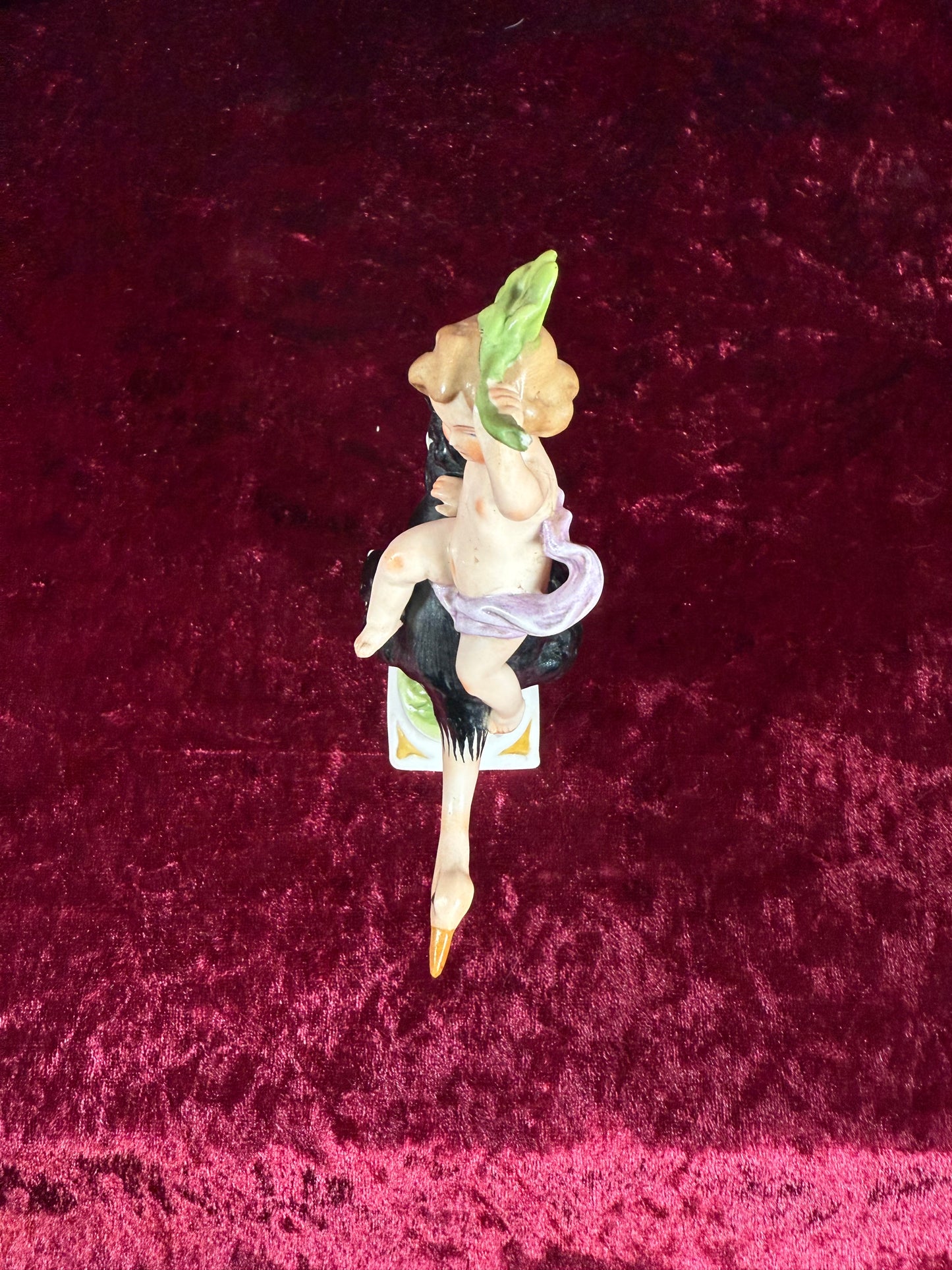 Vintage Porcelain Figure - Felix Zeh - Cherub on Ostrich