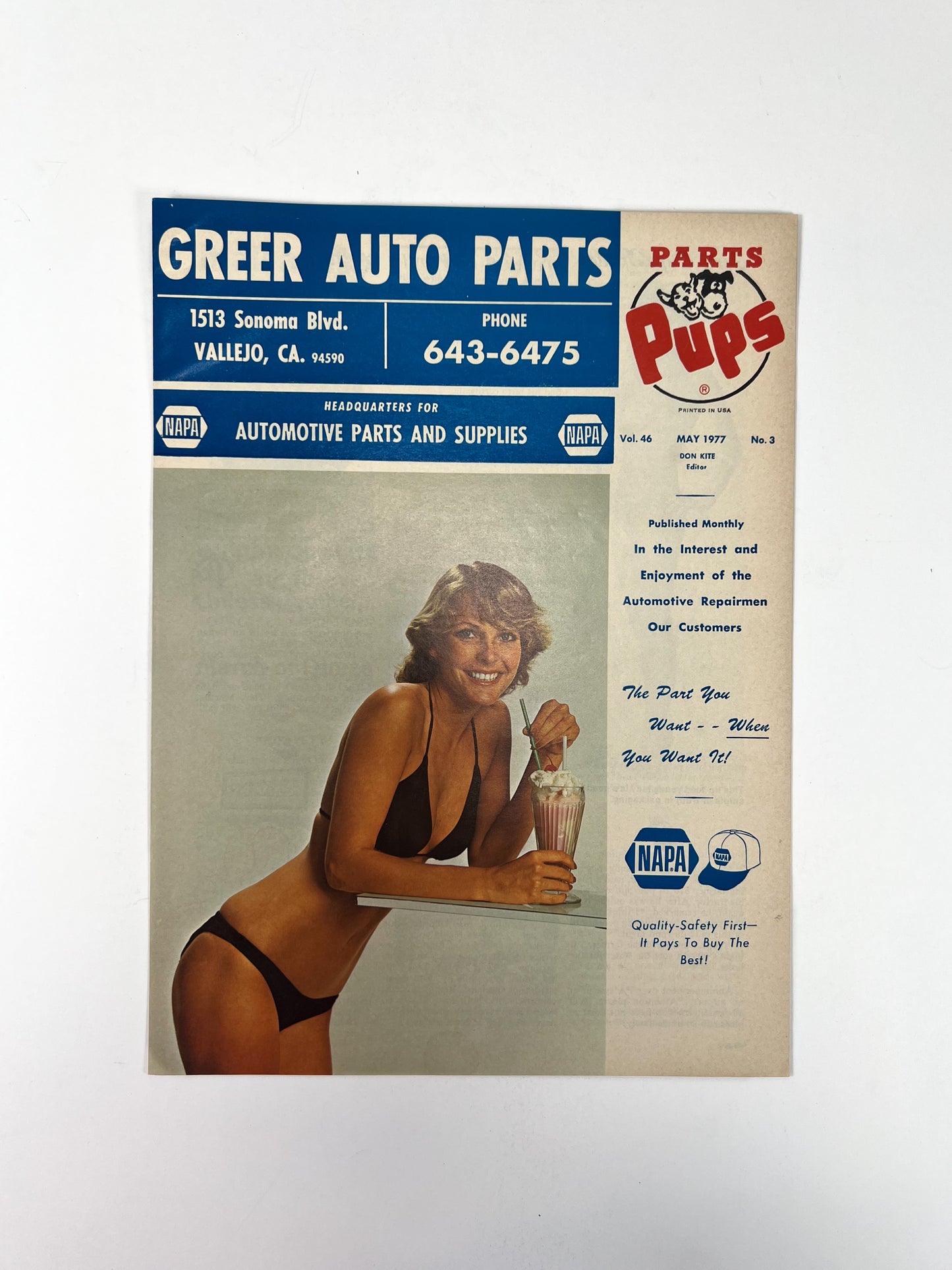 Vintage Ephemera - Magazine - Napa Parts & Pups - Greer Auto Parts - May 1977