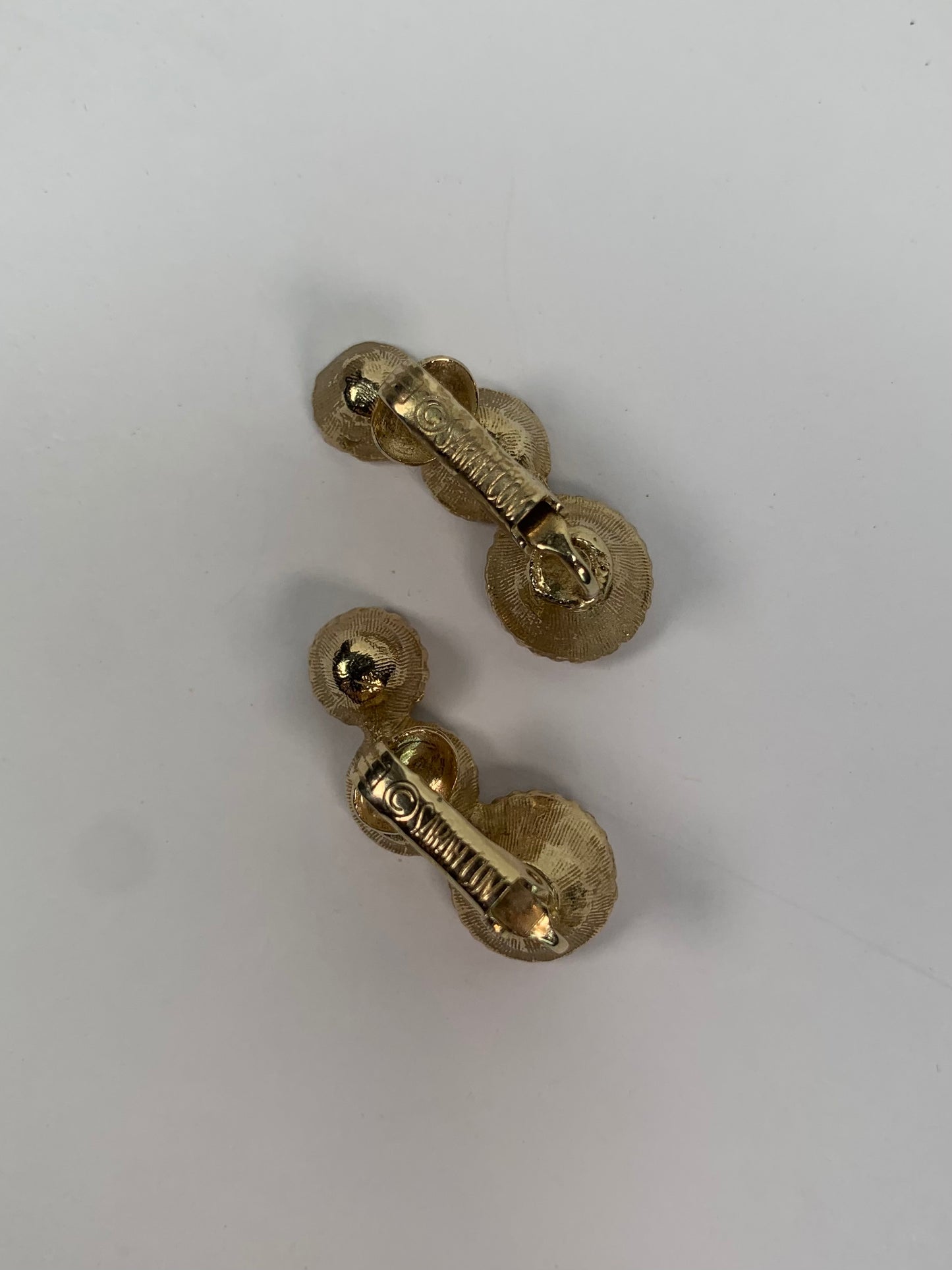 Vintage Costume Jewelry - Gold Tone Clip-On Earrings - Pink Rhinestones - Sarah Coventry