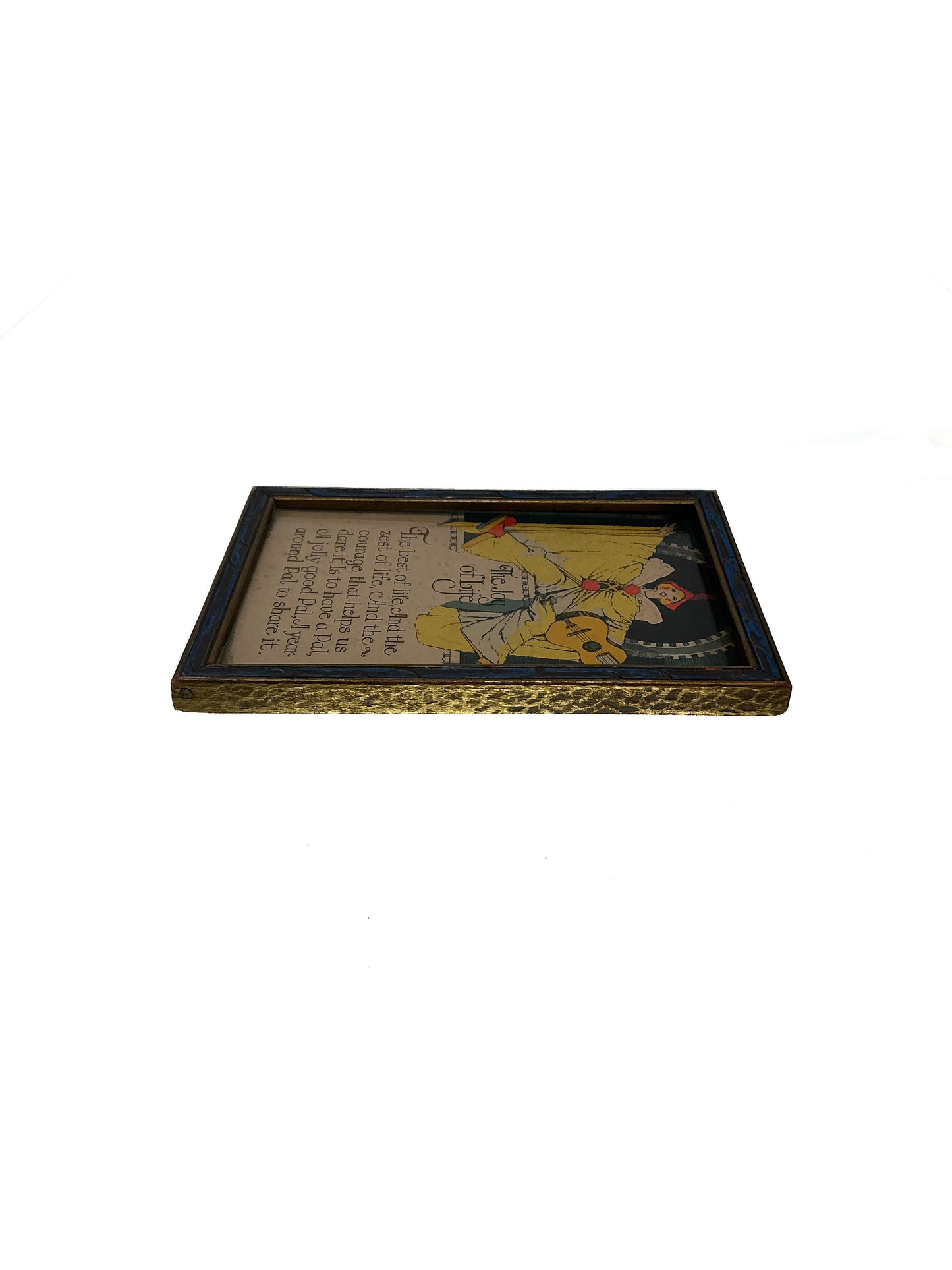 Antique Wall Art - Art Deco Framed Print - The Joy of Life Poem - Pierrot - G.A. Co. - 1926