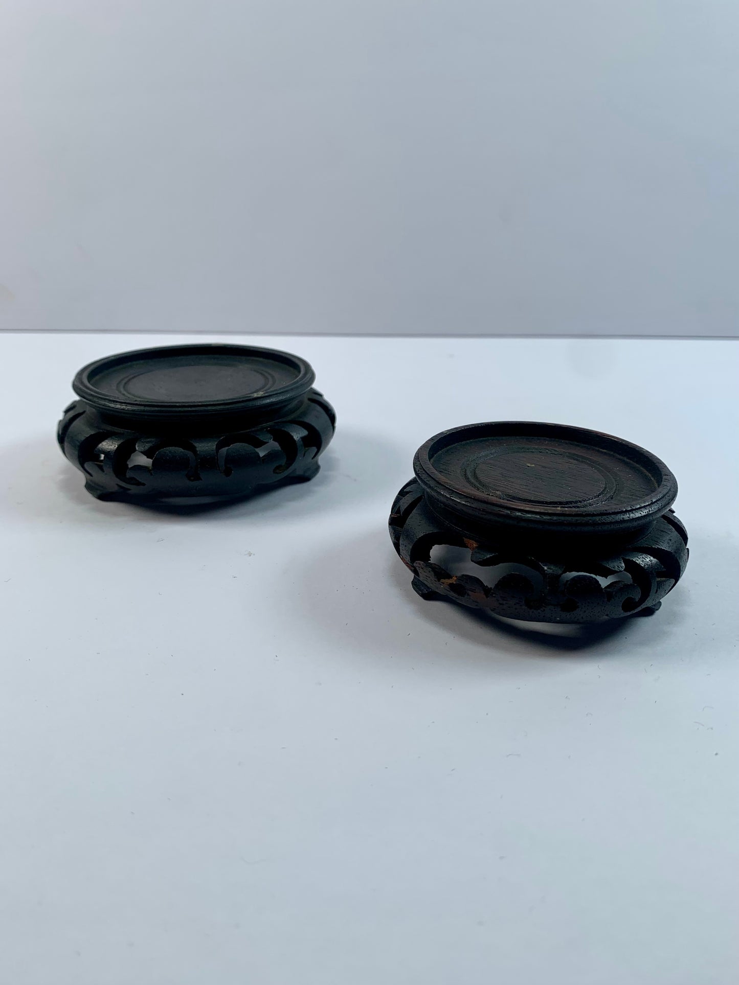 Vintage Home Decor - Hand Carved Wood Display Stand - Set of 2