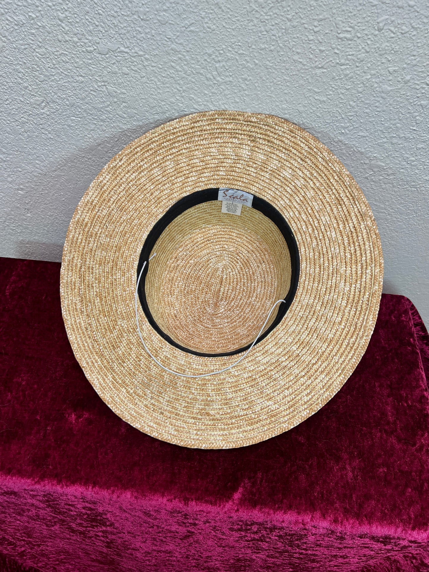 Vintage Accessories - Straw Sun Hat - Black Bow - Medium - Scala