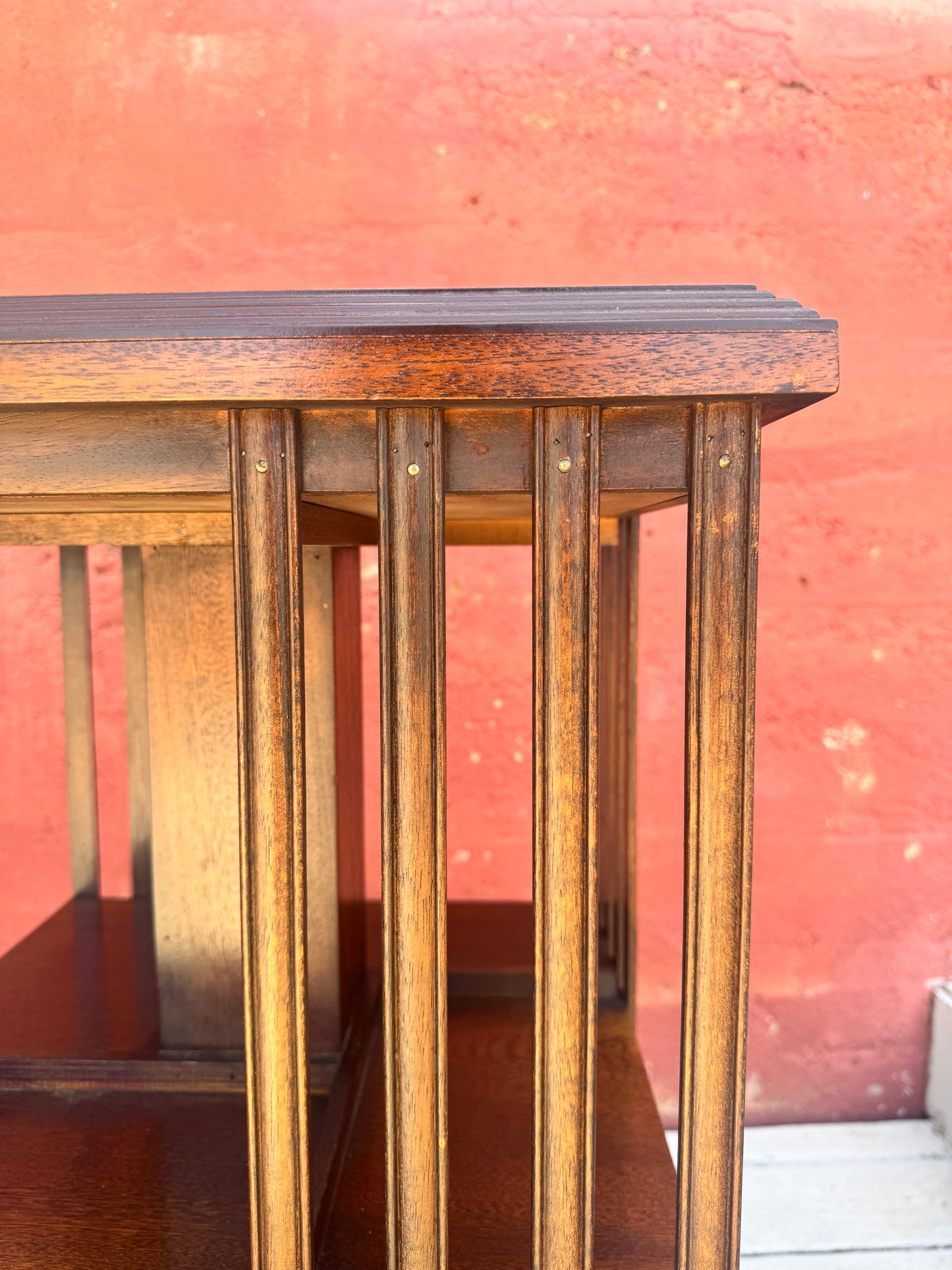 Antique Edwardian Whirling Barrister Bookcase with Inlay