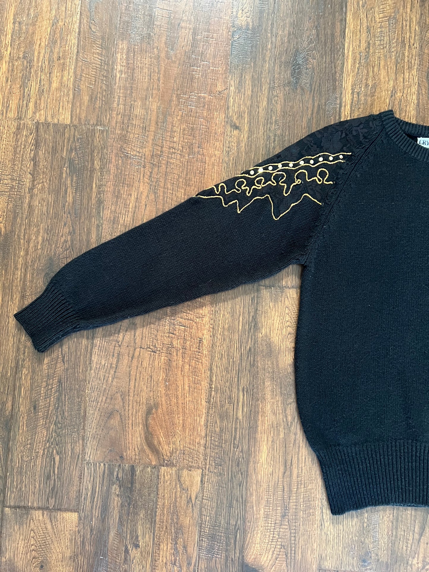 Vintage Clothing - Embellished Knit Sweater - Black - Medium - Crystal Sportswear