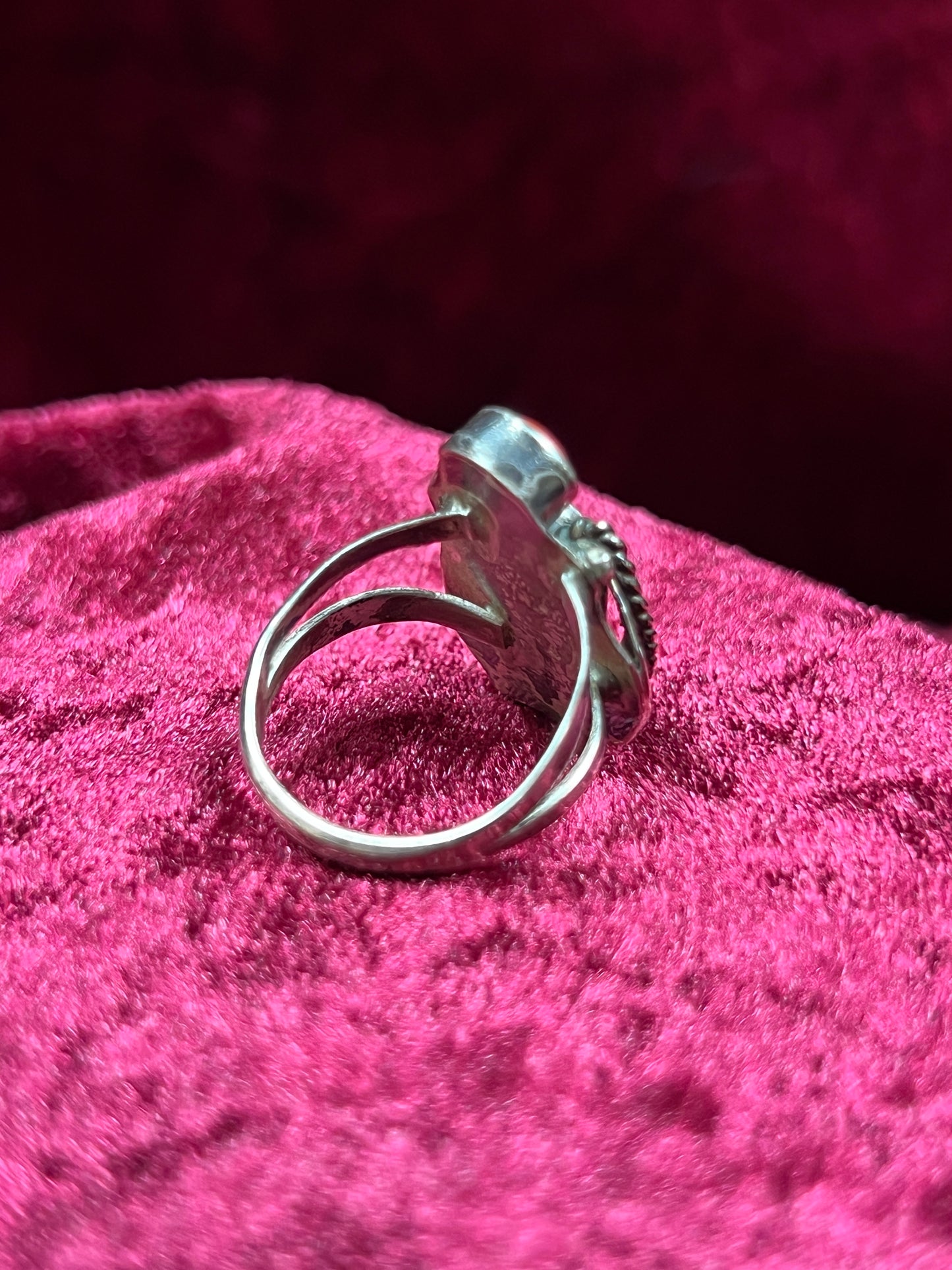 Vintage Jewelry - Ring - Sterling Silver - Turquoise and Coral - 7.25
