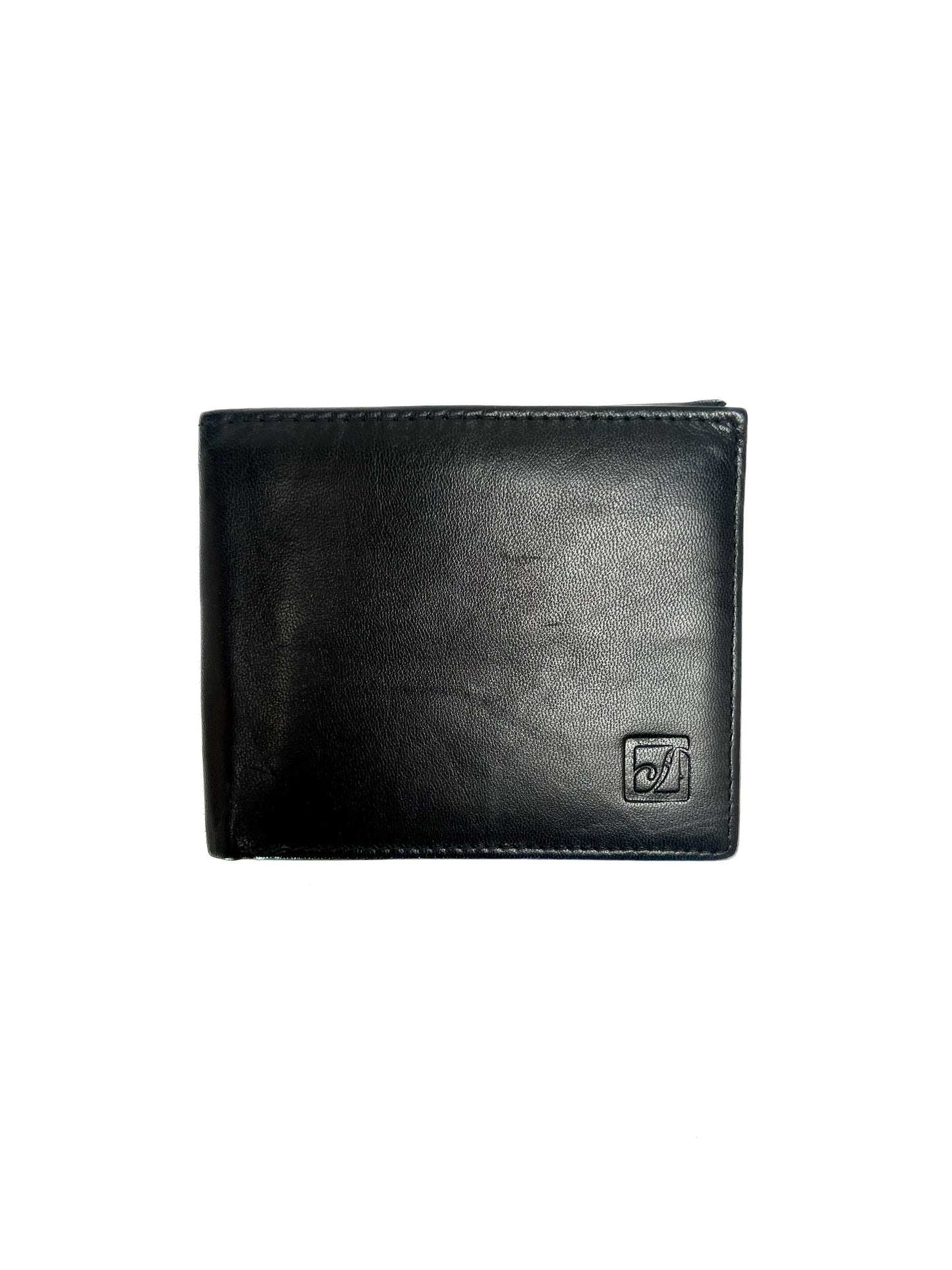 Vintage Wallet - Genuine Leather Bifold - Black - Embossed Logo - Stone Mountain