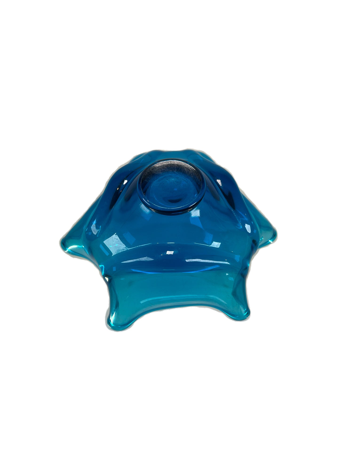 Vintage Art Glass - Handkerchief Bowl - Peacock Blue - Viking Glass