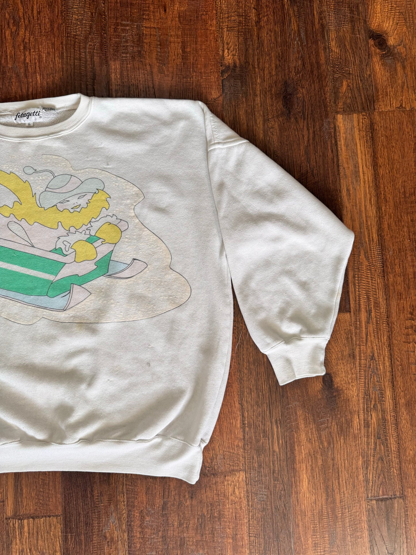 Vintage Sweatshirt 1980s Fetagetti Graphic Crewneck Rare - Large