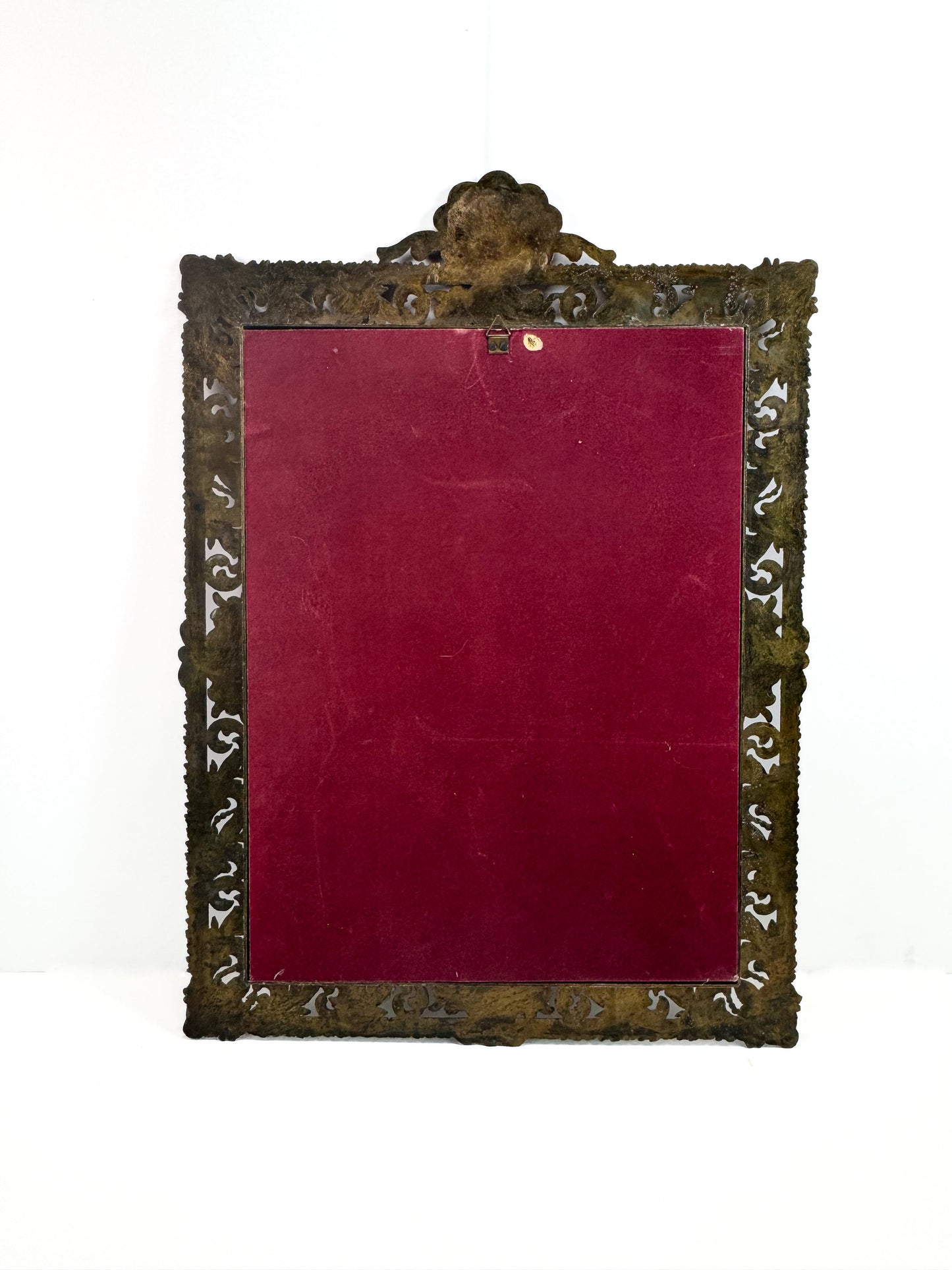 Vintage Framed Lithograph - Samuel in Prayer Sir Joshua Reynolds | Italian Ornate Brass Frame w/ Bubble Glass