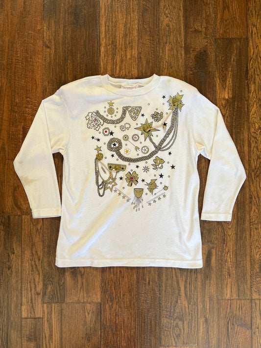 Vintage Clothing - Crewneck Sweatshirt - Glitter Chain Graphic - Medium - Pastels of California