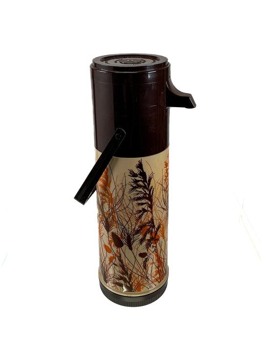 Vintage Thermos - Aladdin Pump A Drink Hot or Cold - Wheat Design