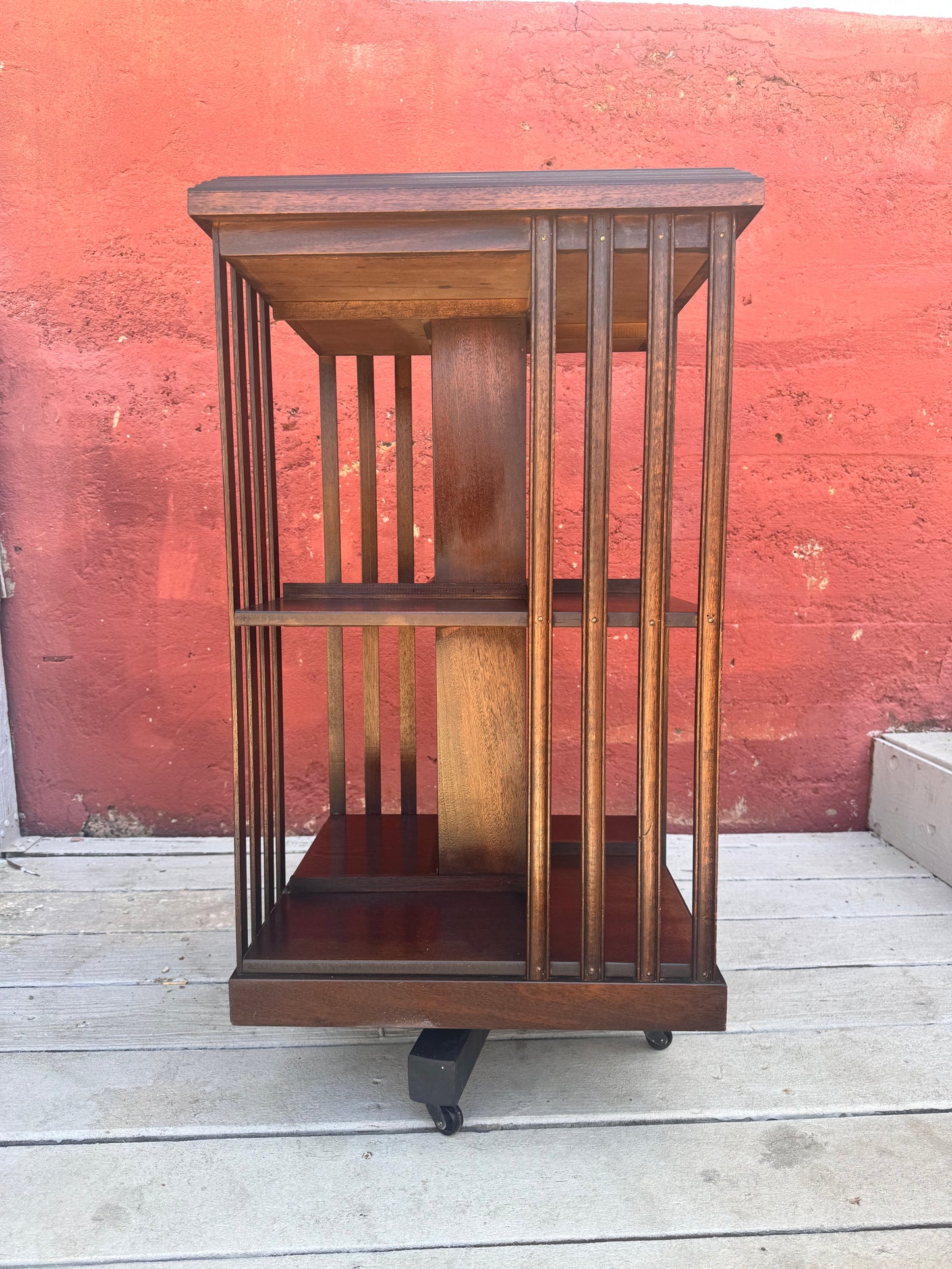 Antique Edwardian Whirling Barrister Bookcase with Inlay