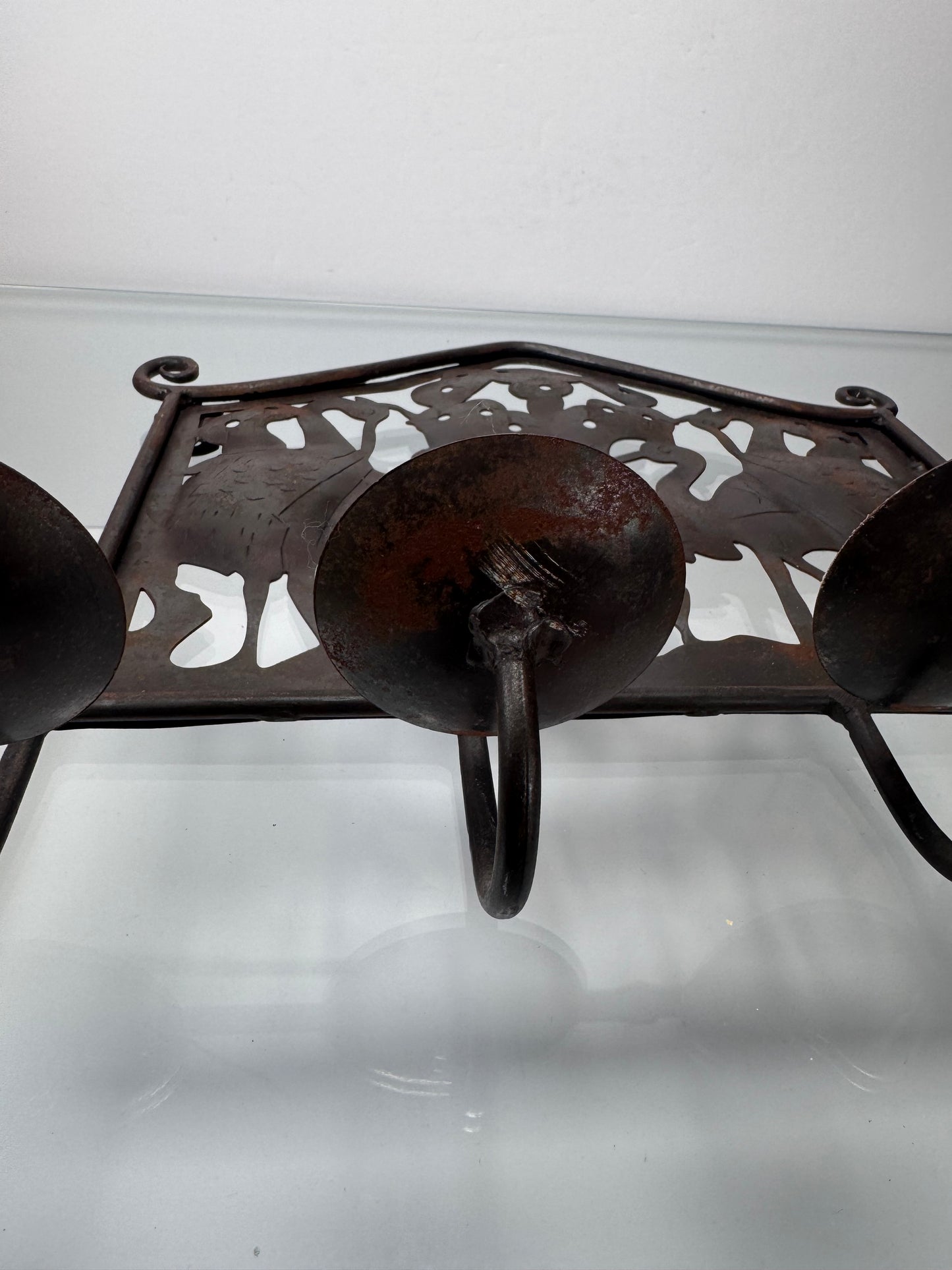 Vintage Decor - Brass Candlestick Sconce - Birds