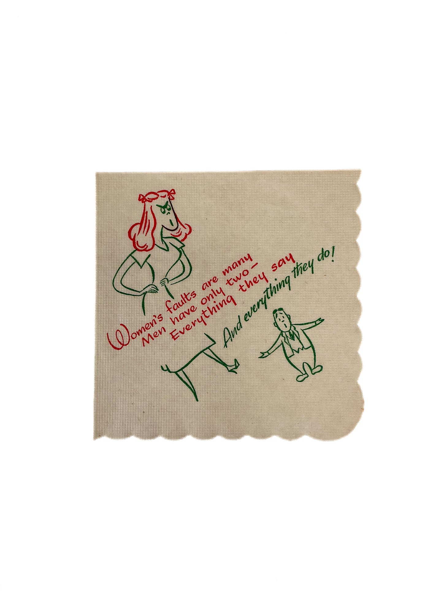 Vintage Cocktail Napkins - Chuckle Naps - Illustrated Limericks Gags Verses - 1950s