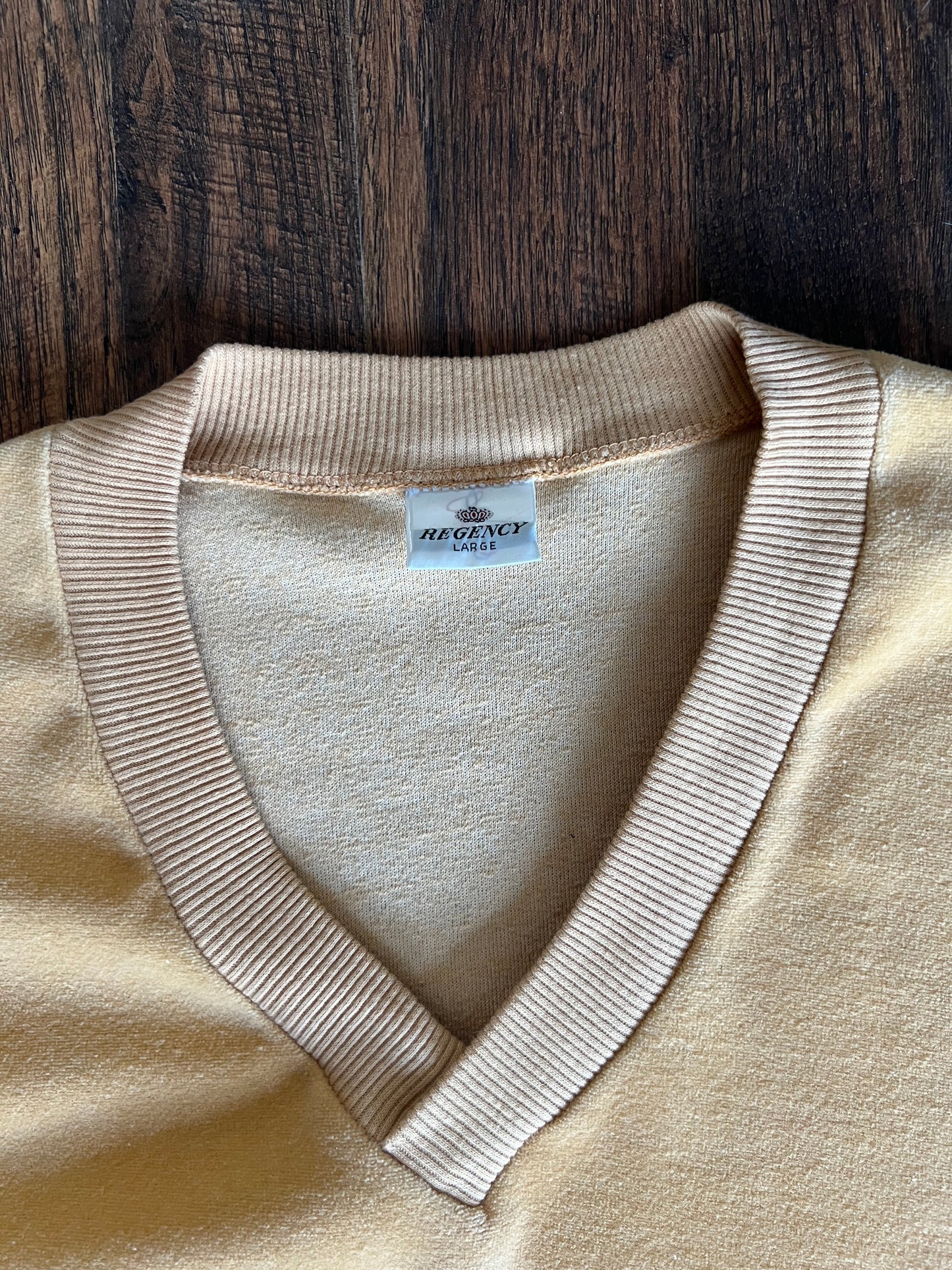 Vintage Clothing - V-Neck Velour Sweater - Mustard Yellow - Large - Regency