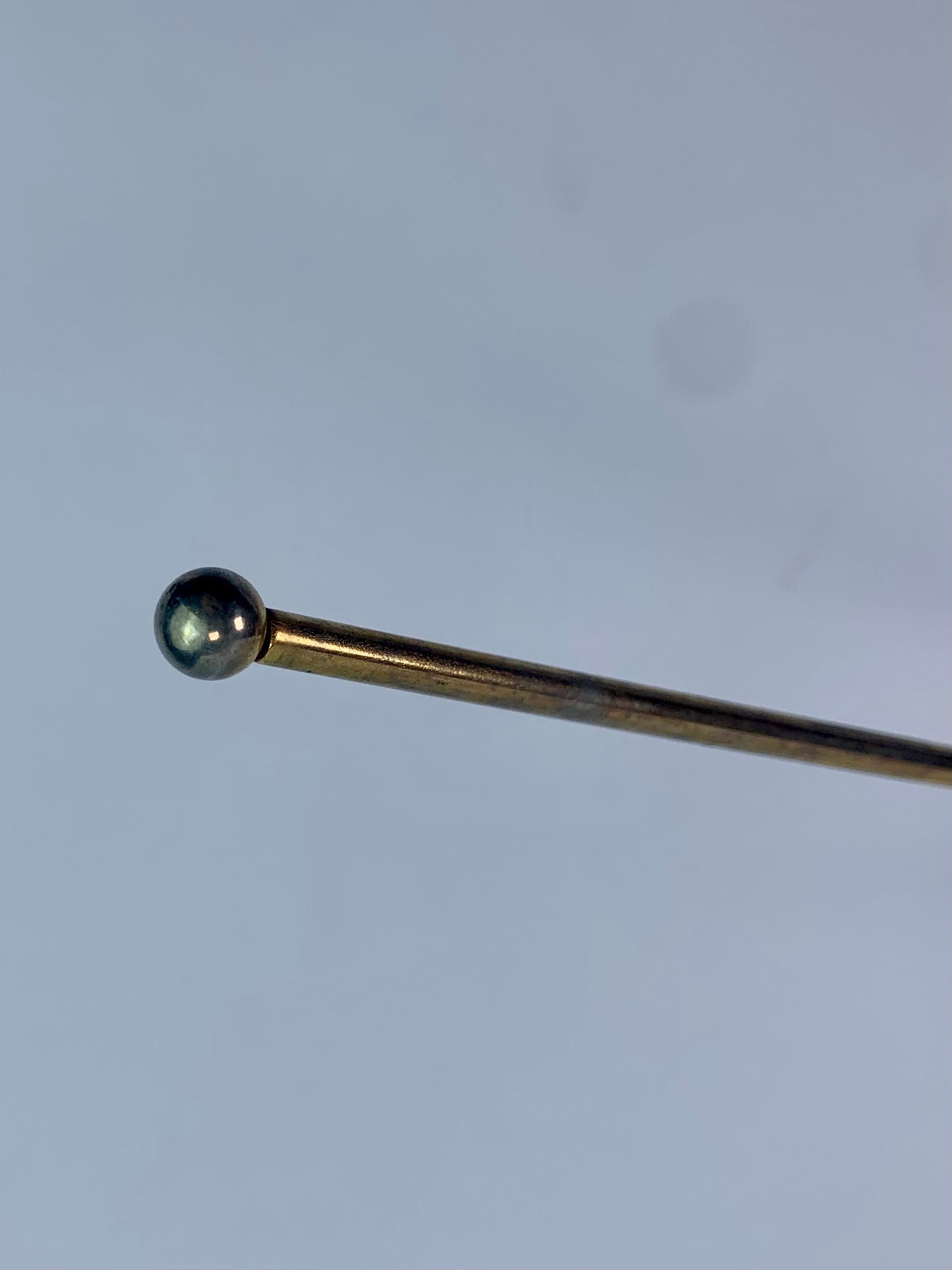 Vintage Barware - Gold Tone Swizzle Stick - Teak Wood Handle