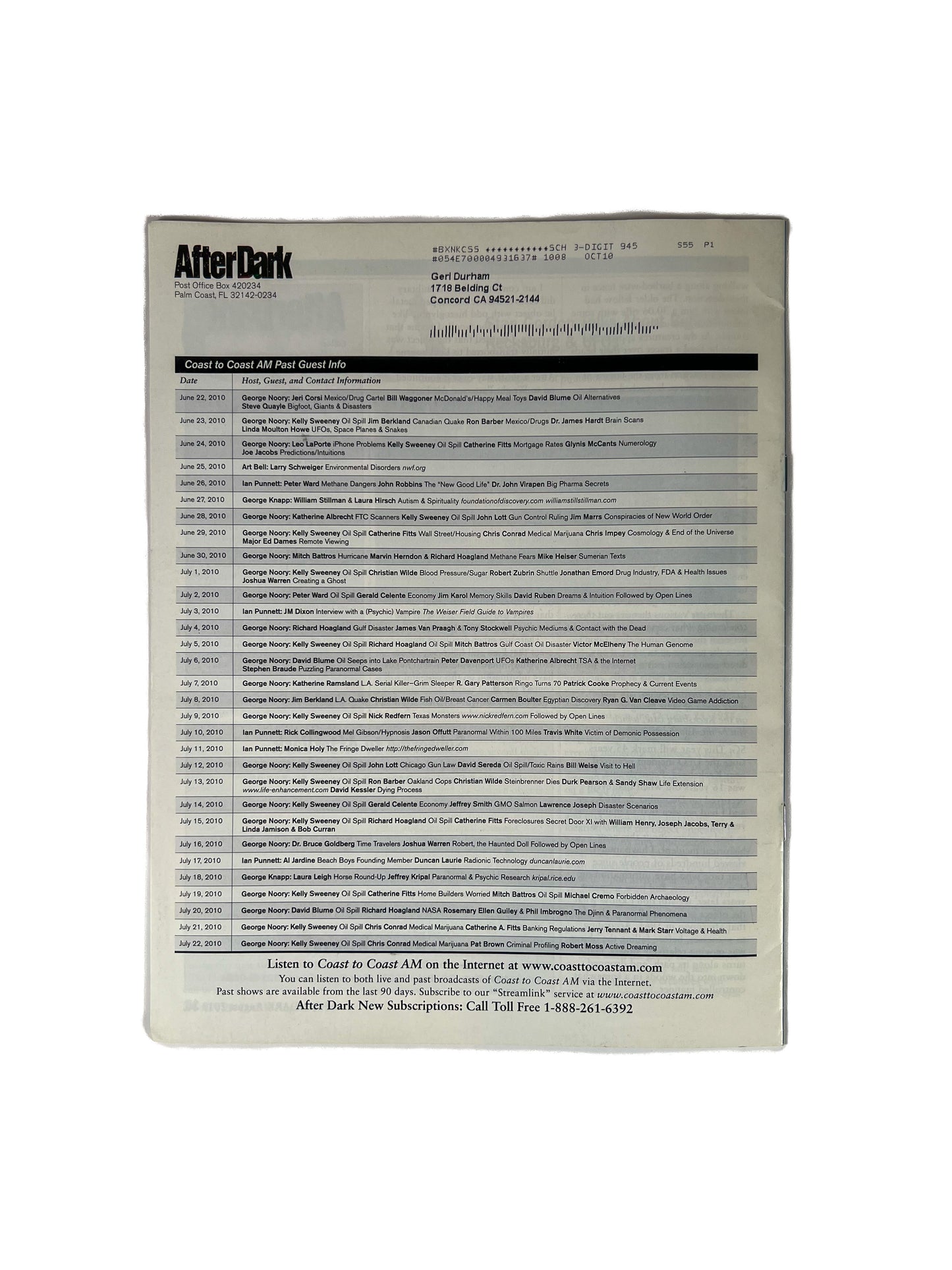 Ephemera - After Dark Coast to Coast AM Magazine - The Mysterious Dream Realm - August 2010