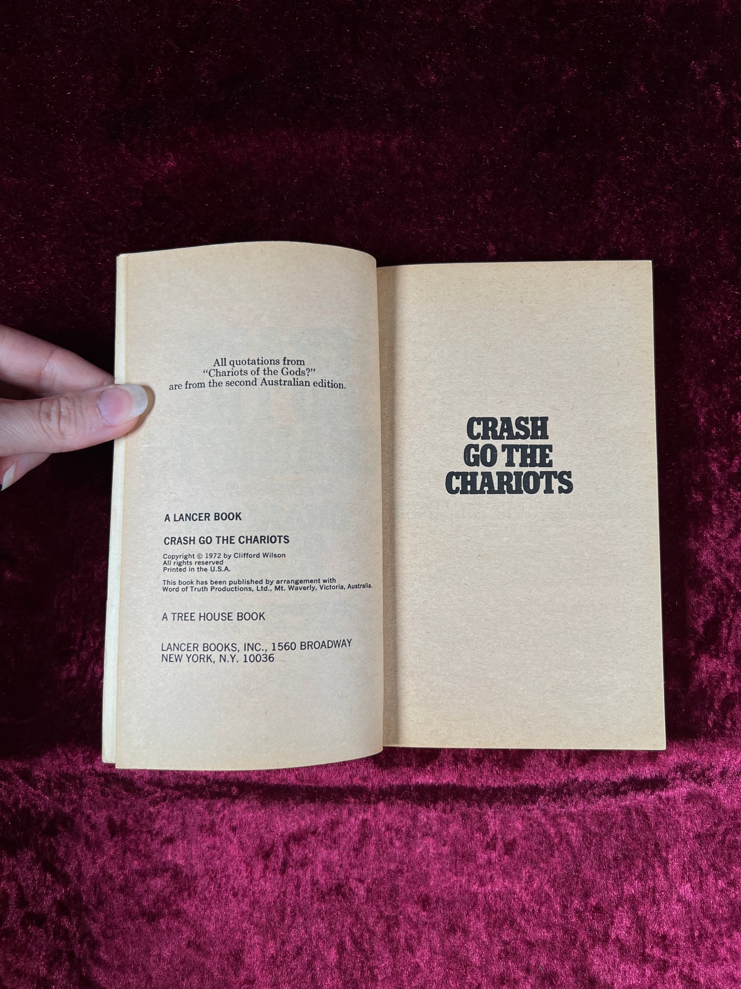 Vintage Paperback Book – Crash Go The Chariots Clifford Wilson 1972 Lancer Books
