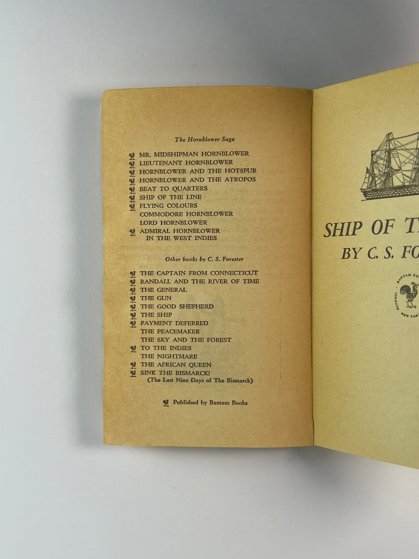 Vintage Paperback - Ship of the Line - C.S. Forester - 1964 Bantam Books (Damaged Cover)