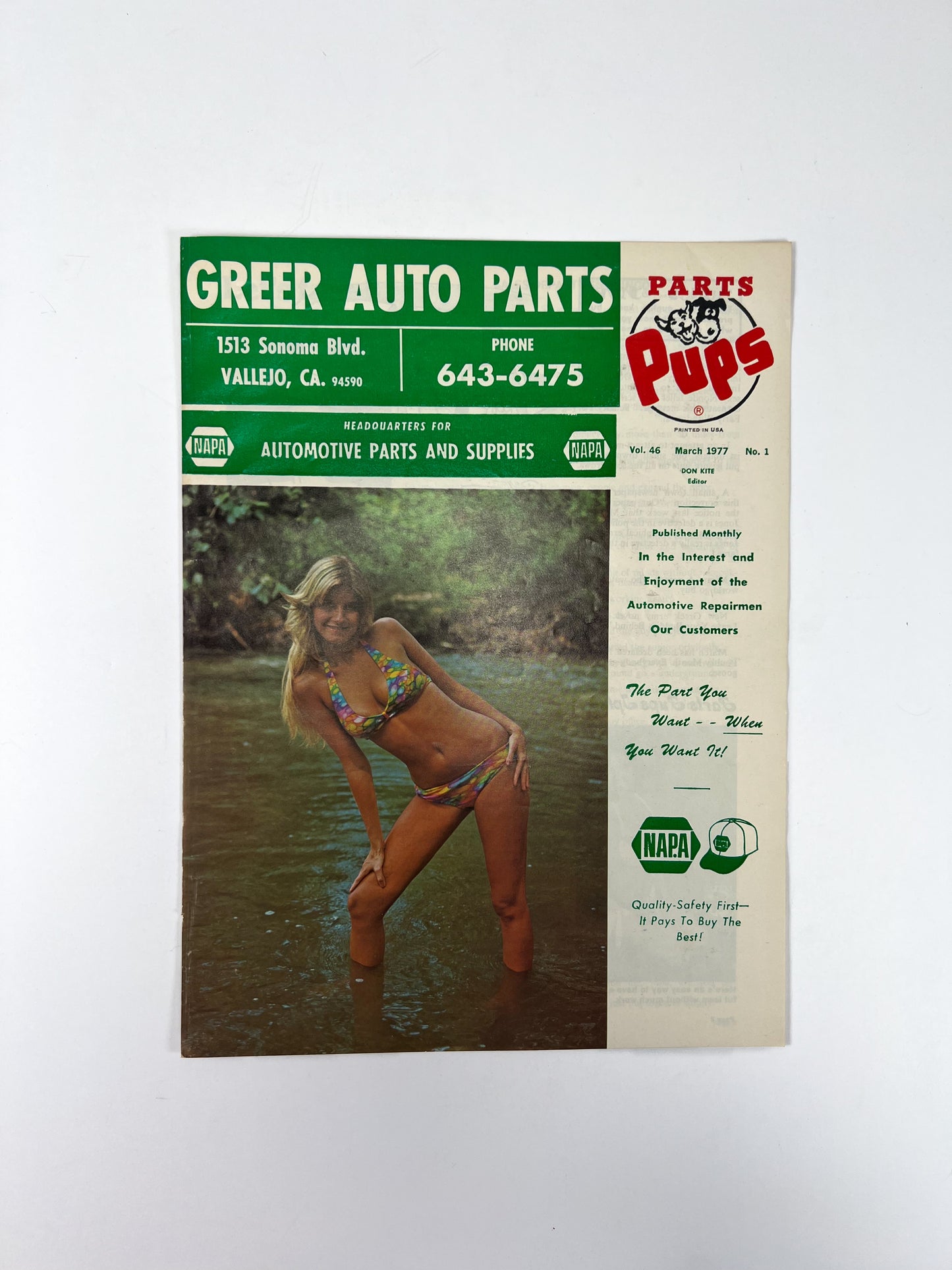Vintage Ephemera - Magazine - Napa Parts & Pups - Greer Auto Parts - March 1977