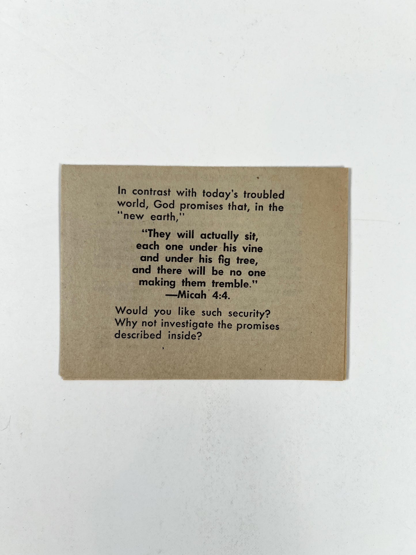 Vintage Ephemera - Religious Pamphlet - You Had A Visitor